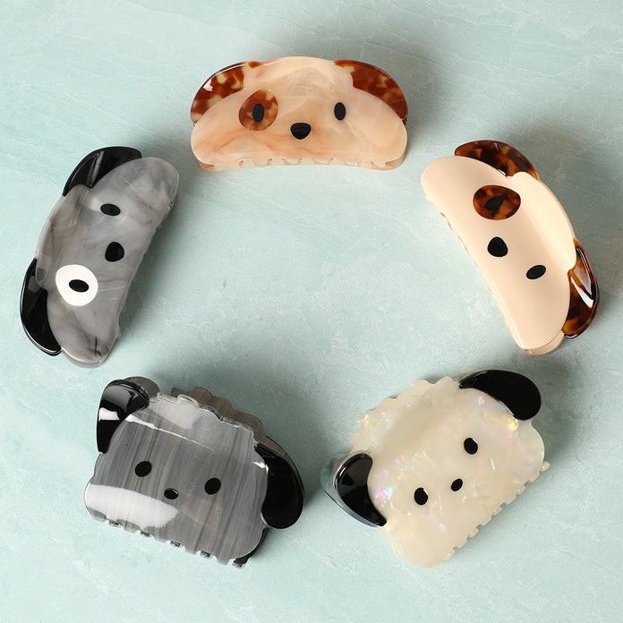 Cute Puppy Hair Clips for Women - Animal Print Hair Claw Clips for Girls, Non-Slip Hair Accessories for Ponytail, Bun & Updo - Perfect for School, Work & Daily Use