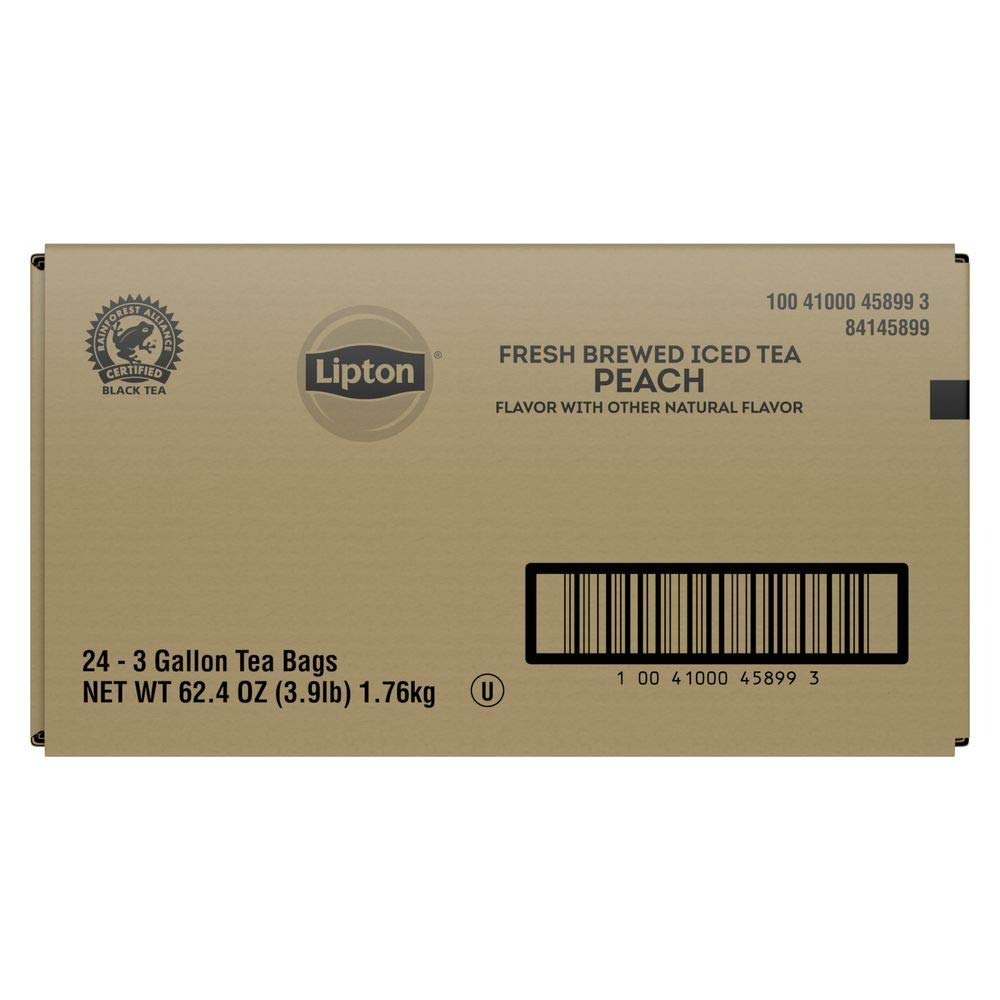 Lipton Peach Black Tea Bags - Unsweetened Iced Tea for 3 Gallon Pitcher (24 Count) | Refreshing Summer Drink for Parties, Picnics & Home Brewing