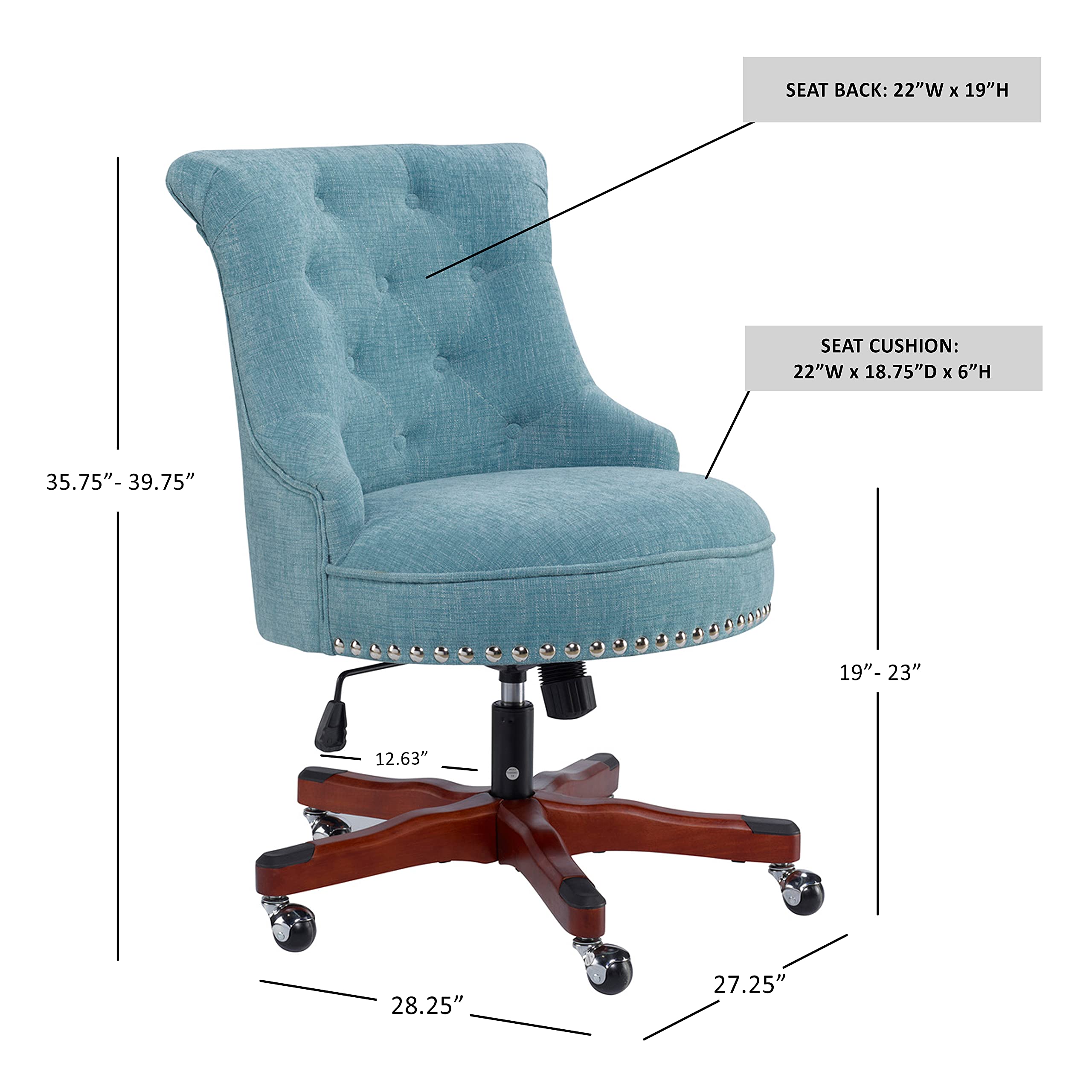 Linon Talia Aqua Office Chair - Ergonomic Mesh Back & Adjustable Height - Perfect for Home Office, Gaming & Workspace Comfort