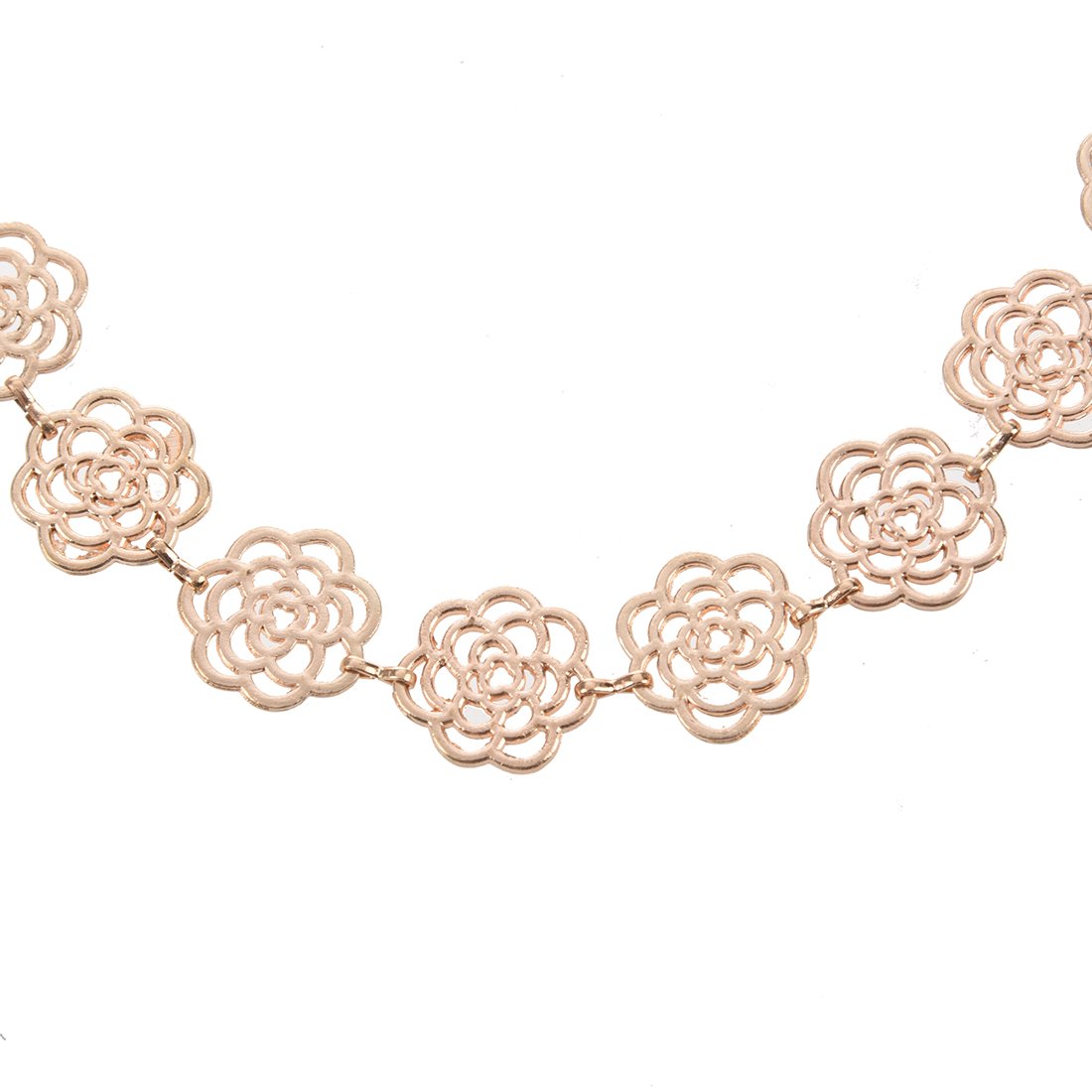 RETYLY Elegant Metallic Rose Flower Hair Band for Women - Gold Hollow Elastic Headband for Daily Wear, Parties, and Special Occasions