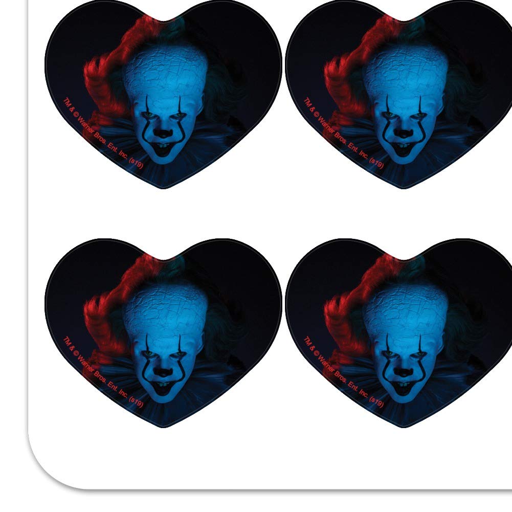 IT Chapter 2 Pennywise Heart Shaped Stickers - Scrapbook Planner Calendar Decoration for Horror Fans & DIY Craft Projects - Perfect for Journals, Bullet Notebooks, and Halloween Party Decor