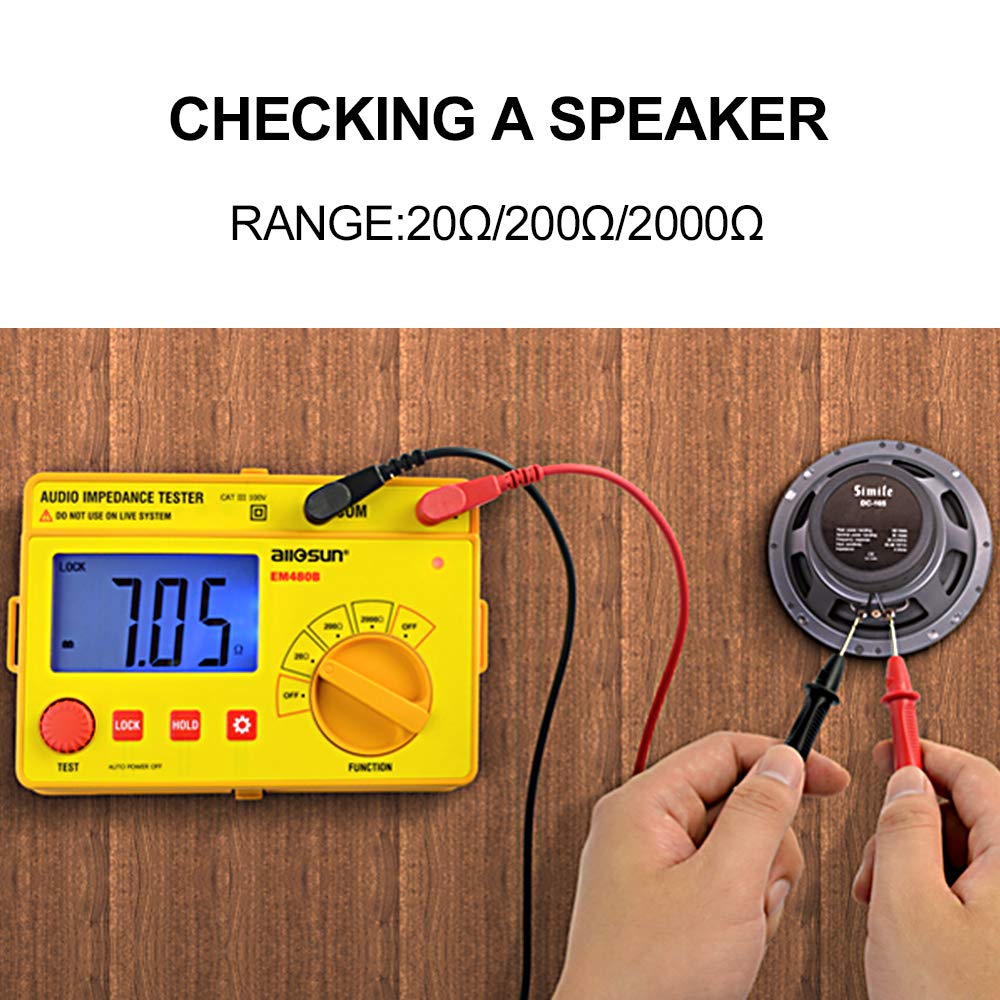 Allsun EM480B Digital Insulation Resistance Meter - Handheld Megohmmeter with LCD Backlight for Electrical Testing - Earth Audio Impedance Tester (Yellow) - Perfect for Home, Industrial & DIY Electrical Safety Checks