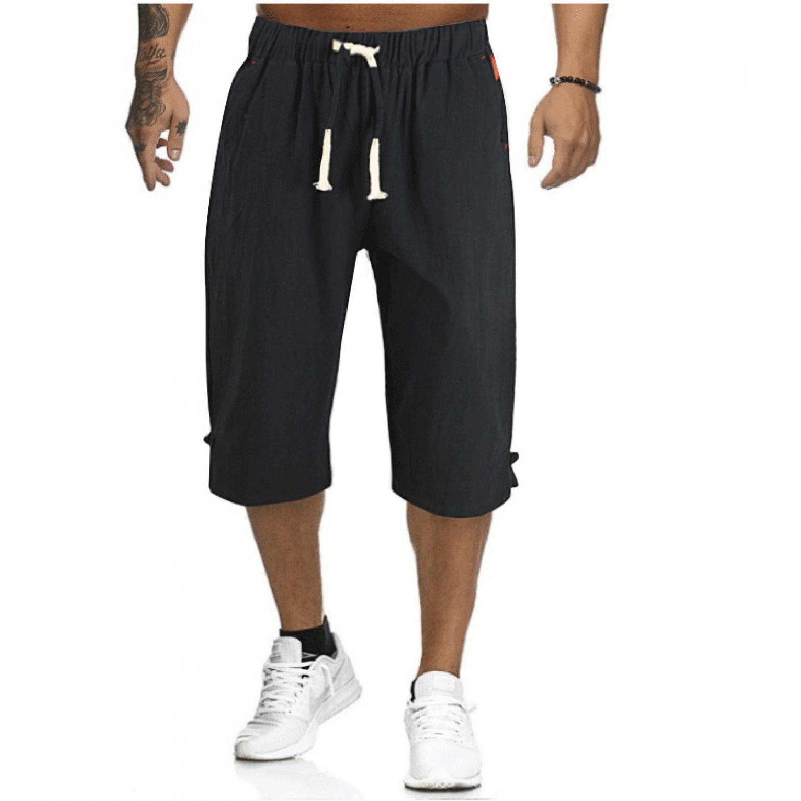 Men's 7 Inch Inseam Gym Shorts - Breathable Linen Workout & Training Shorts with Elastic Waist & Drawstring | Perfect for Running, Yoga, and Casual Wear
