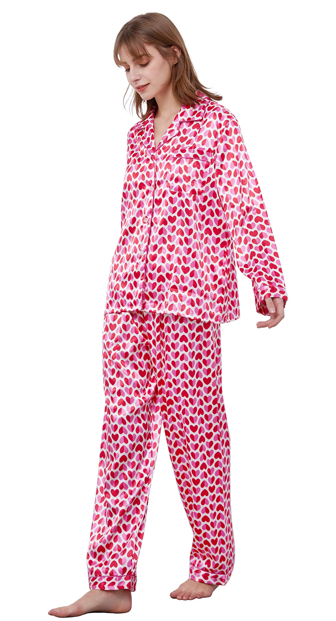 Women's Classic Satin Pajama Set - Soft Sleepwear & Loungewear for Comfortable Nights - Perfect for Relaxing at Home, Spa Days, and Gift Giving