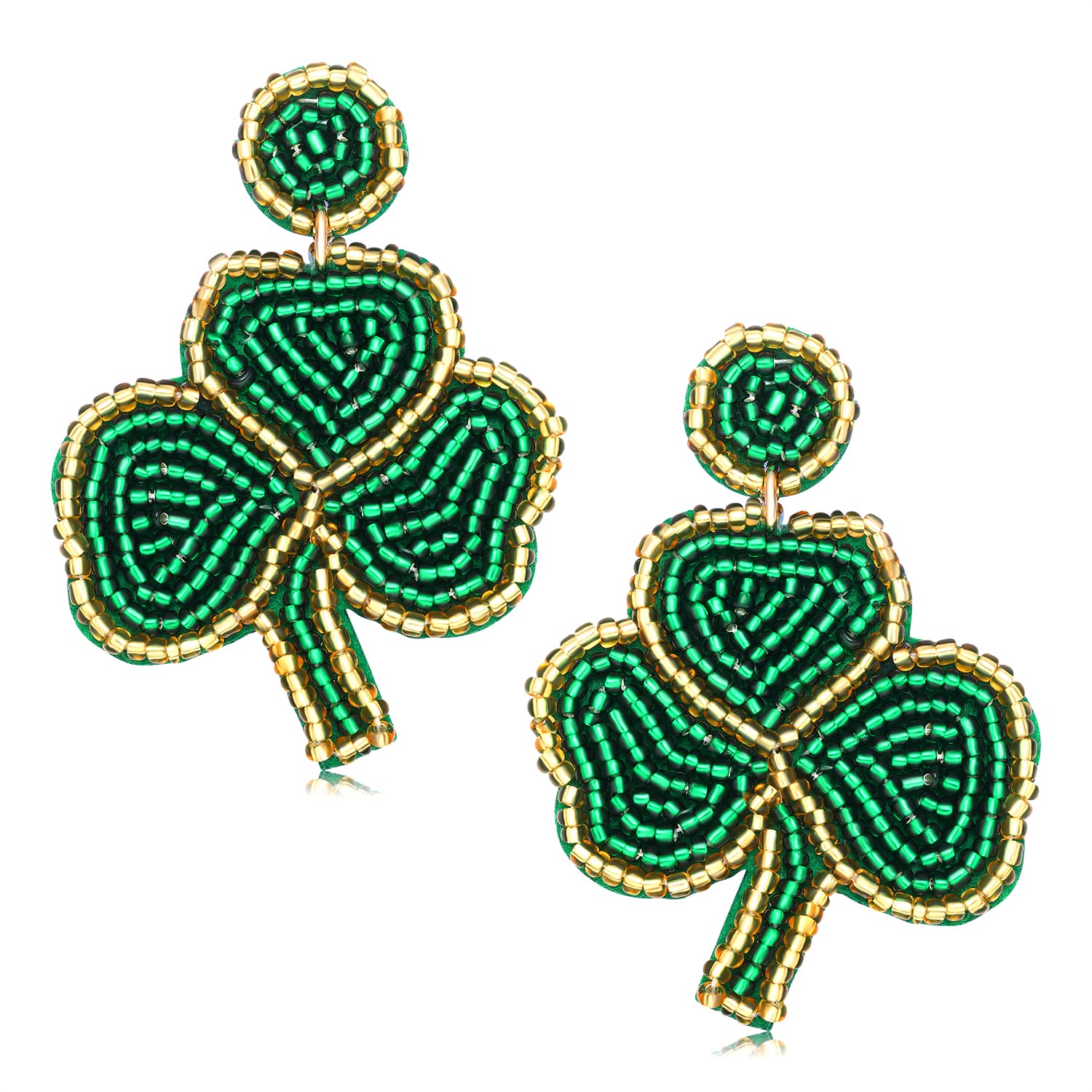 **St. Patrick's Day Green Lucky Clover Dangle Earrings – Handmade Beaded Shamrock Teardrop Earrings for Women & Girls | Irish Holiday Jewelry Gift for Parties & Festivals**