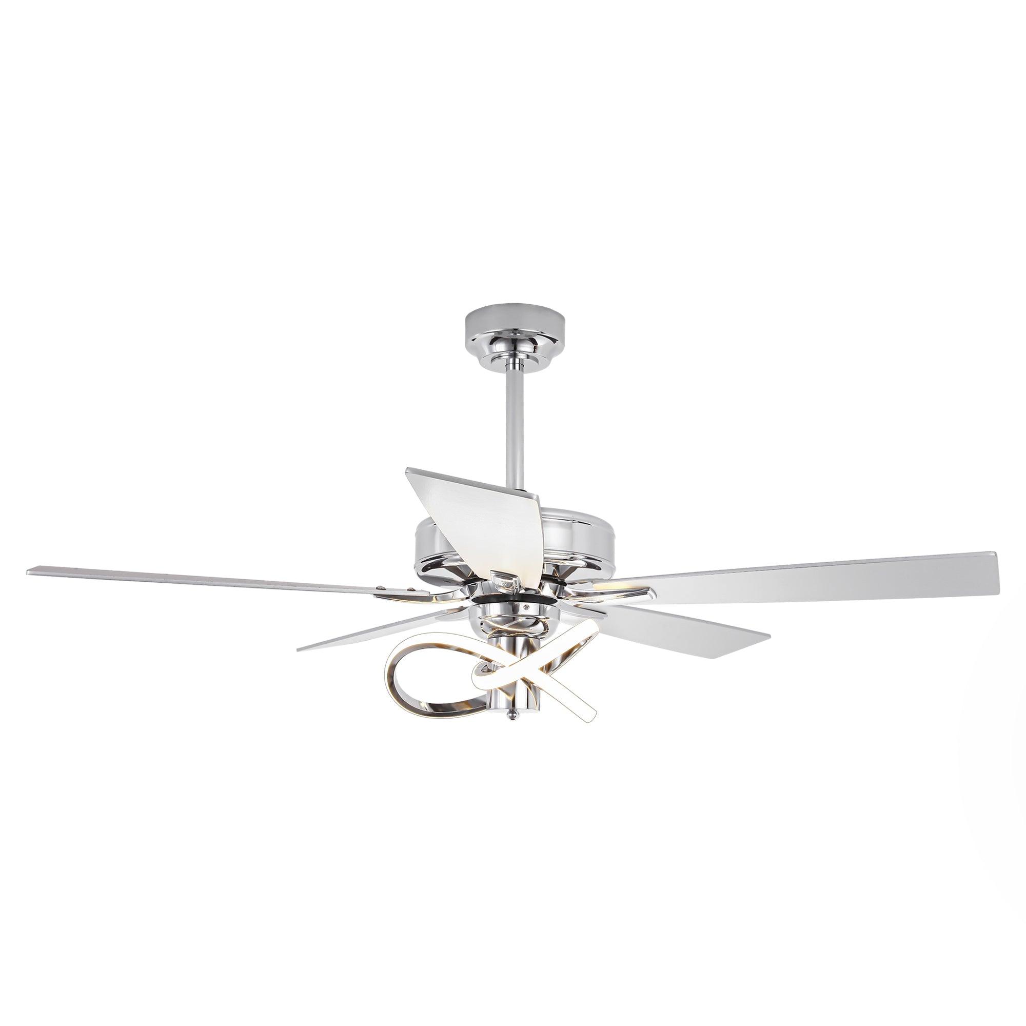52 Inch Oregon DC Motor Modern Downrod Ceiling Fan with LED Light - Energy Efficient Quiet Operation for Living Room, Bedroom, and Office