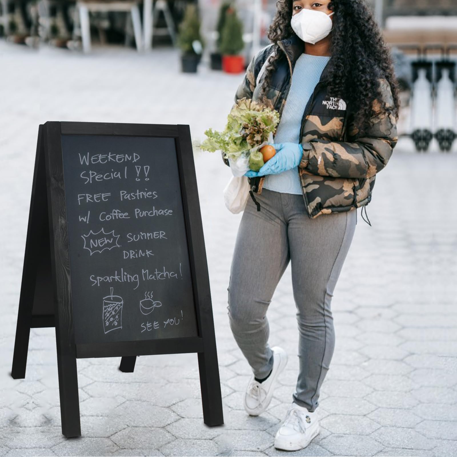 Double-Sided Chalkboard Sign 40x20