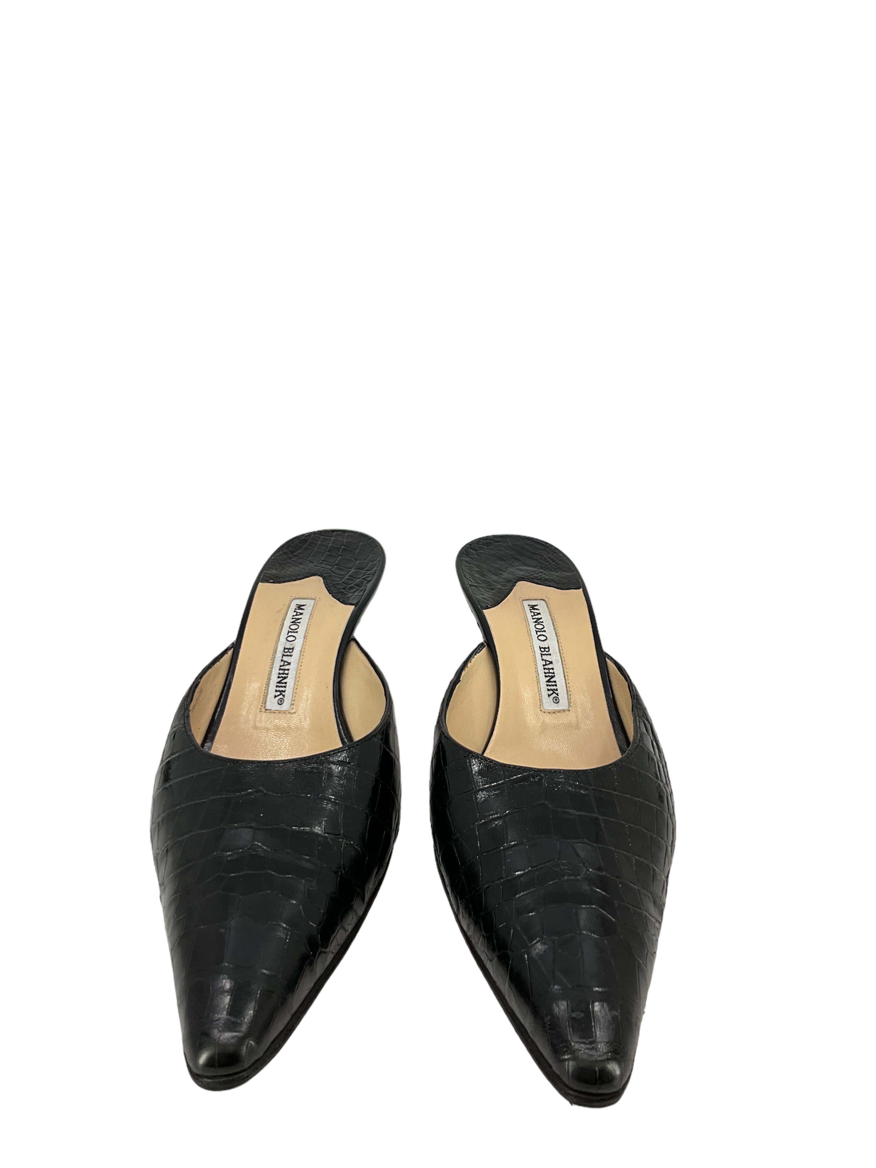 Manolo Blahnik Genuine Alligator Leather Mules Women's Size 11 - Luxury Designer Shoes for Parties, Weddings & Special Occasions