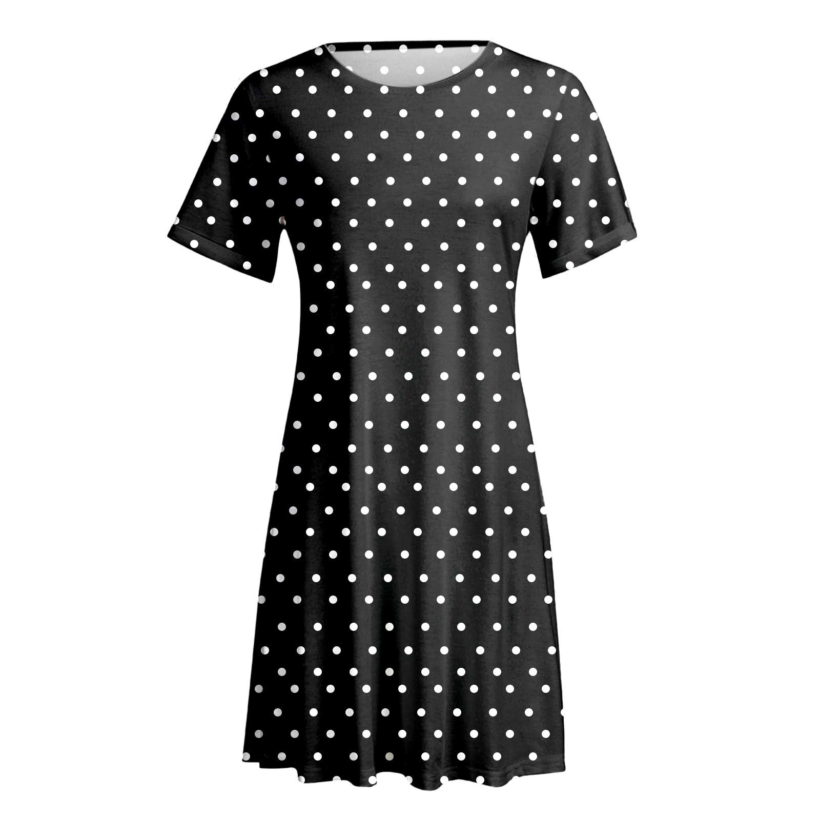 iQKA Women's Summer Shirt Dress - Sunflower Print Short Sleeve Casual Swing Tunic Top with Pockets | Perfect for Beach, Vacation & Everyday Wear