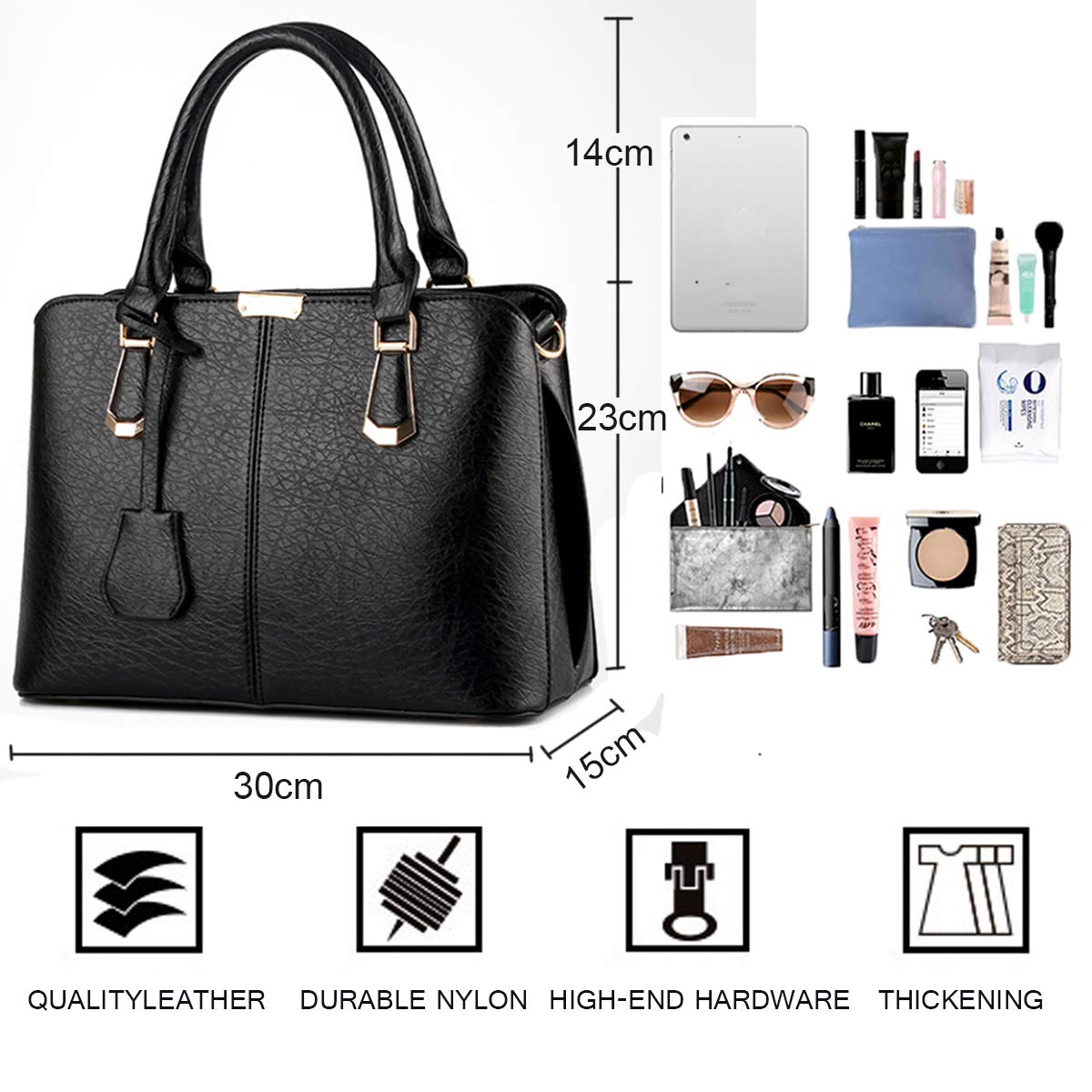 Stylish Women's PU Leather Top Handle Tote Bag - Crossbody & Shoulder Bag for Work, Travel & Everyday Use