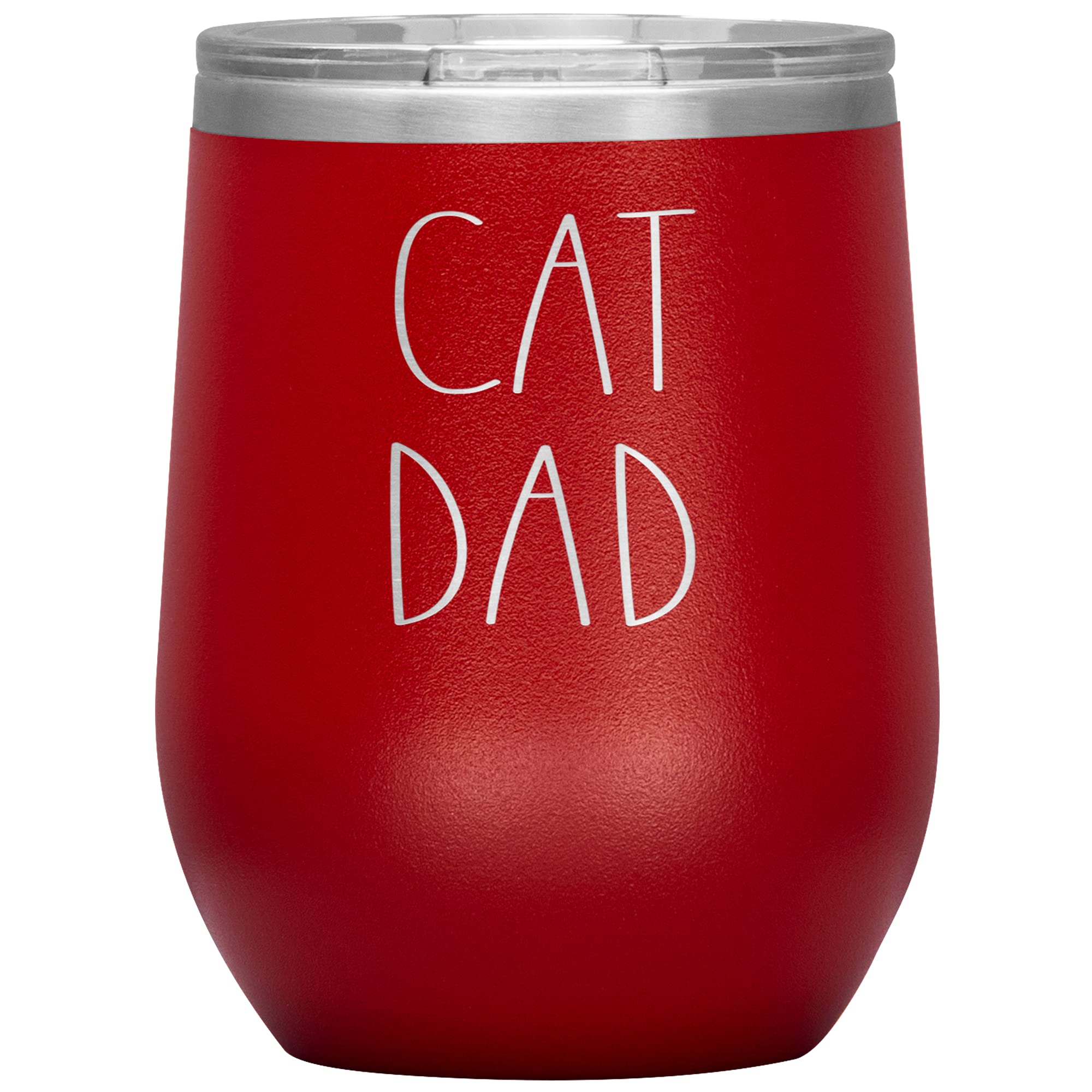 Cat Dad Wine Tumbler - 12 Color Options, Insulated Stainless Steel Coffee Mug for Cat Lovers, Perfect Christmas/Birthday/Father's Day Gift - Great for Home, Office & Outdoor Use (Red)