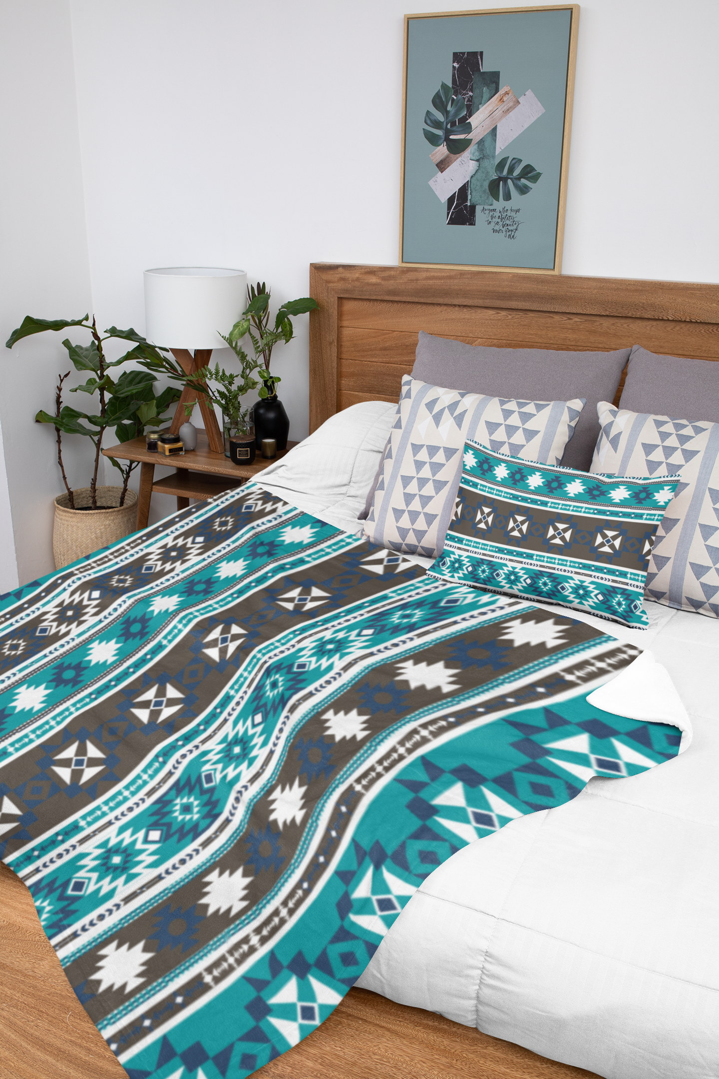 Aztec Velvet Plush Throw Blanket - Soft Velveteen Blanket for Couch, Bed & Sofa - Southwestern Style Christmas Gift for Women & Men - Cozy Home Decor for Winter Nights & Holiday Gifting