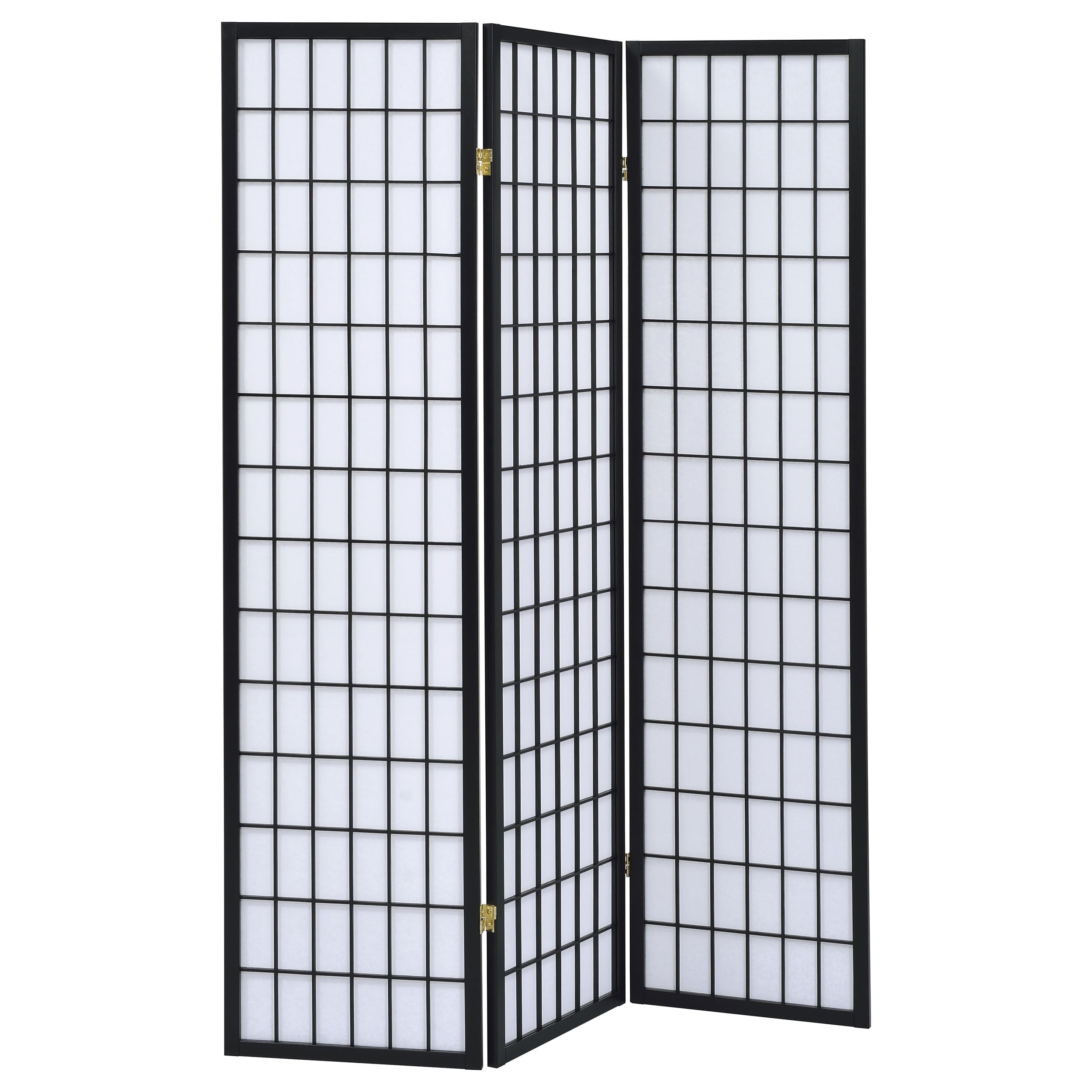 Coaster Home Furnishings Carrie 3-Panel Room Divider Folding Shoji Screen - Black | Privacy Partition for Home Office, Bedroom & Living Room | Modern Asian-Inspired Decor