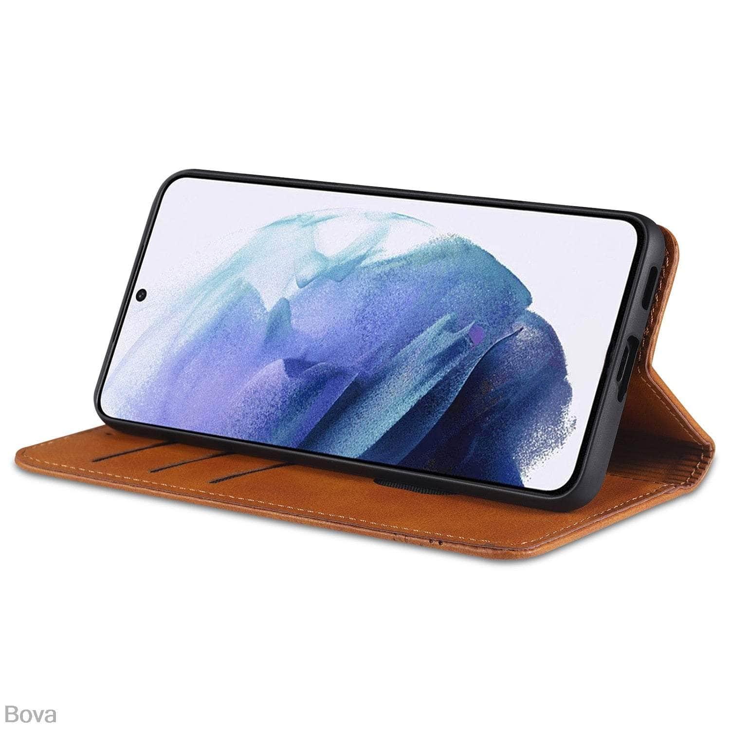 Premium Magnetic Heat Adsorption S22 Leather Phone Case - Slim Protective Cover for Samsung Galaxy S22 - Perfect for Business & Everyday Use