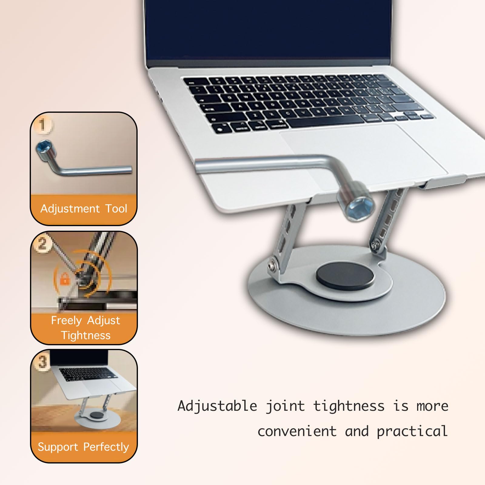 360° Rotating Adjustable Metal Phone Holder & Laptop Stand - Dual Rotary Shaft, Foldable Design (Purple & Grey) - Compatible with All Smartphones & Laptops - Perfect for Home Office, Gaming, and Video Conferencing