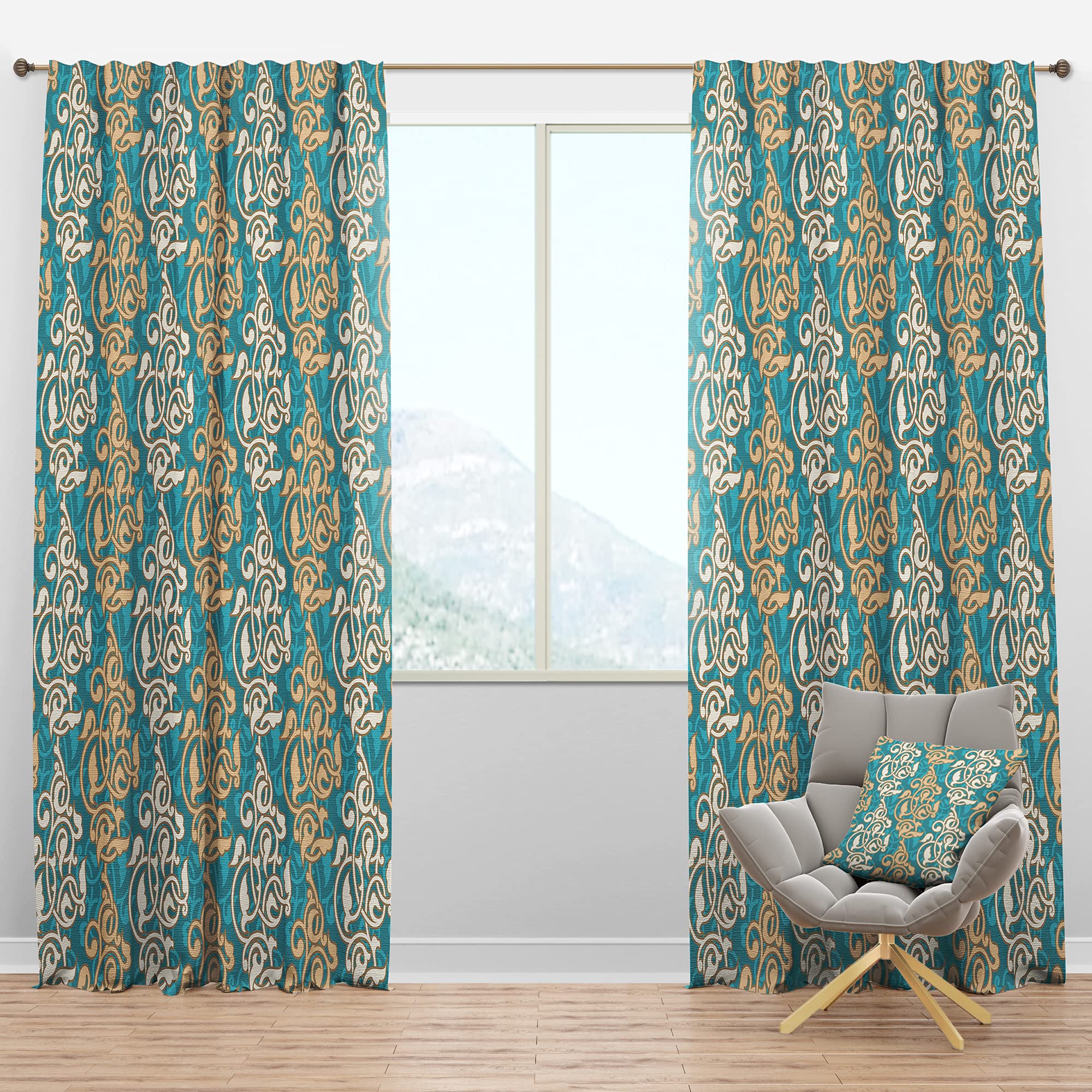DesignQ Blackout Curtains 'Arabesque Pattern' - Thermal Insulated Single Panel (52x120 inches) for Bedroom & Living Room - Noise Reducing & Energy Saving Window Drapes for Better Sleep & Home Decor