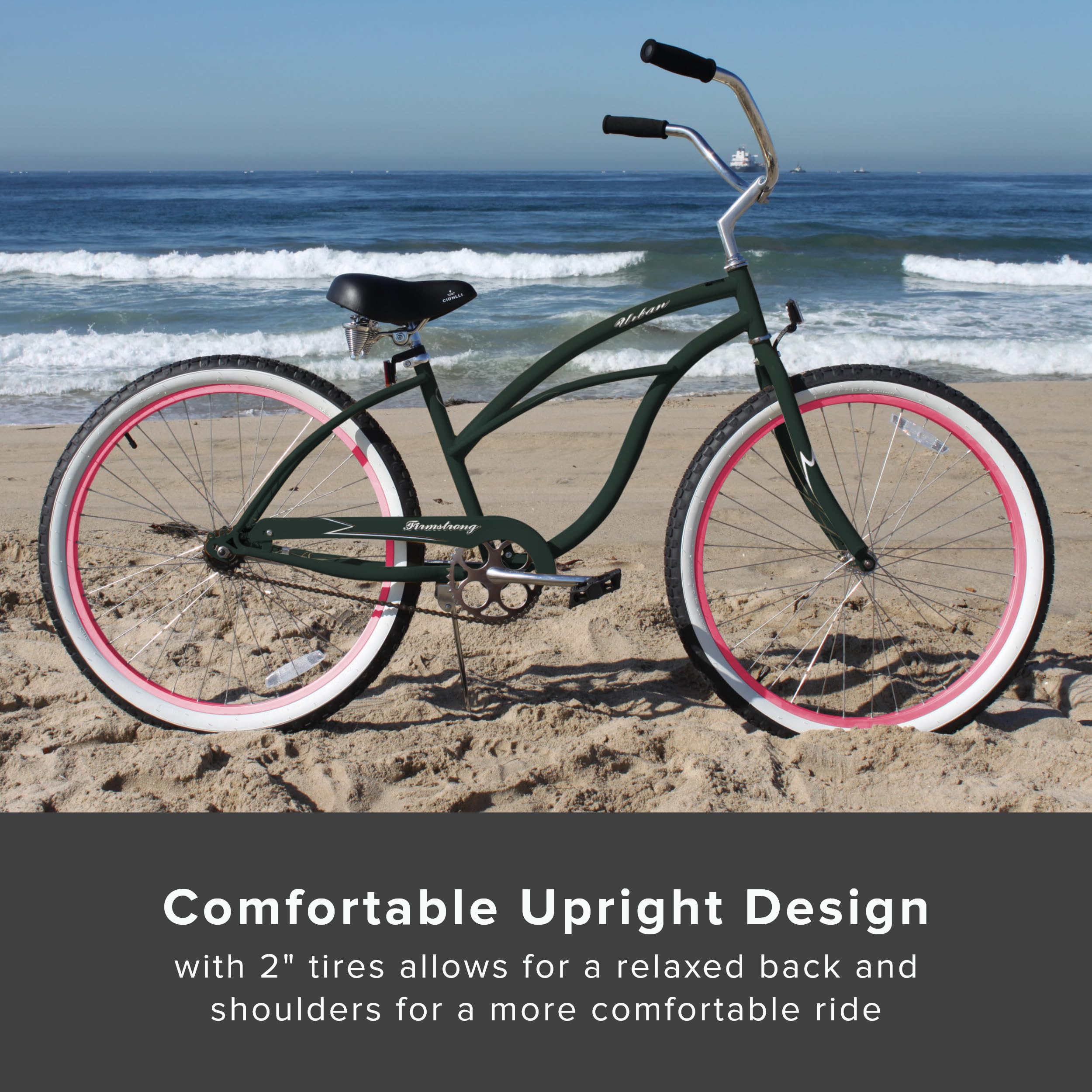 Firmstrong Urban Lady Beach Cruiser Bicycle - Women's Comfort Bike with Classic Design for Casual Riding, Commuting & Beach Cruises | Perfect for Leisure, Exercise & Coastal Adventures