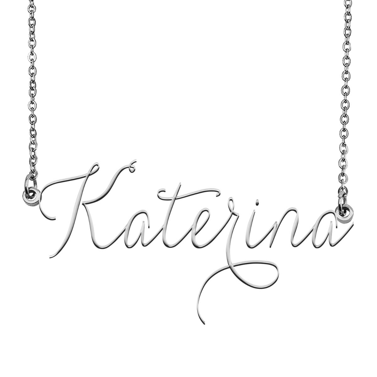 Katerina Custom Name Necklace - Personalized Name Plate Jewelry for Women - Birthday Gift for Her - Engraved Gold/Silver Pendant for Anniversary, Valentine's Day & Special Occasions