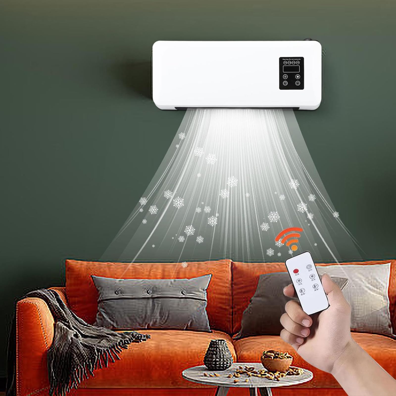 2024 Mini Wall Mounted Air Curtain Fan - 2 in 1 Oscillating Air Circulator with Remote Control for Home, Office & Bedroom - Silver | Perfect for Cooling Small Spaces & Improving Airflow
