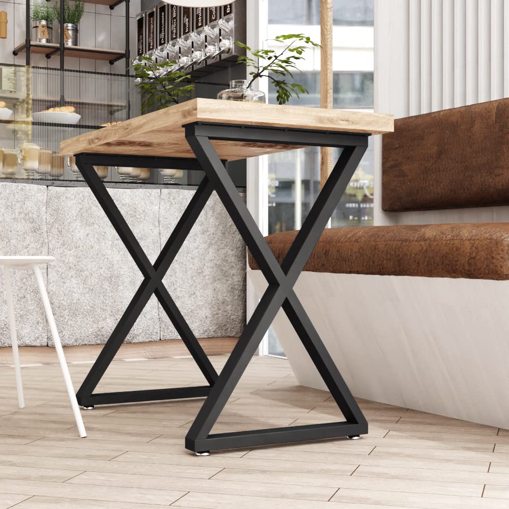 28'' Metal Black Table Legs (2Pcs) - 17.7'' Wide Sturdy Desk Legs for Dining Tables, Office Furniture & Home Decor | Perfect for DIY Projects & Modern Interior Design