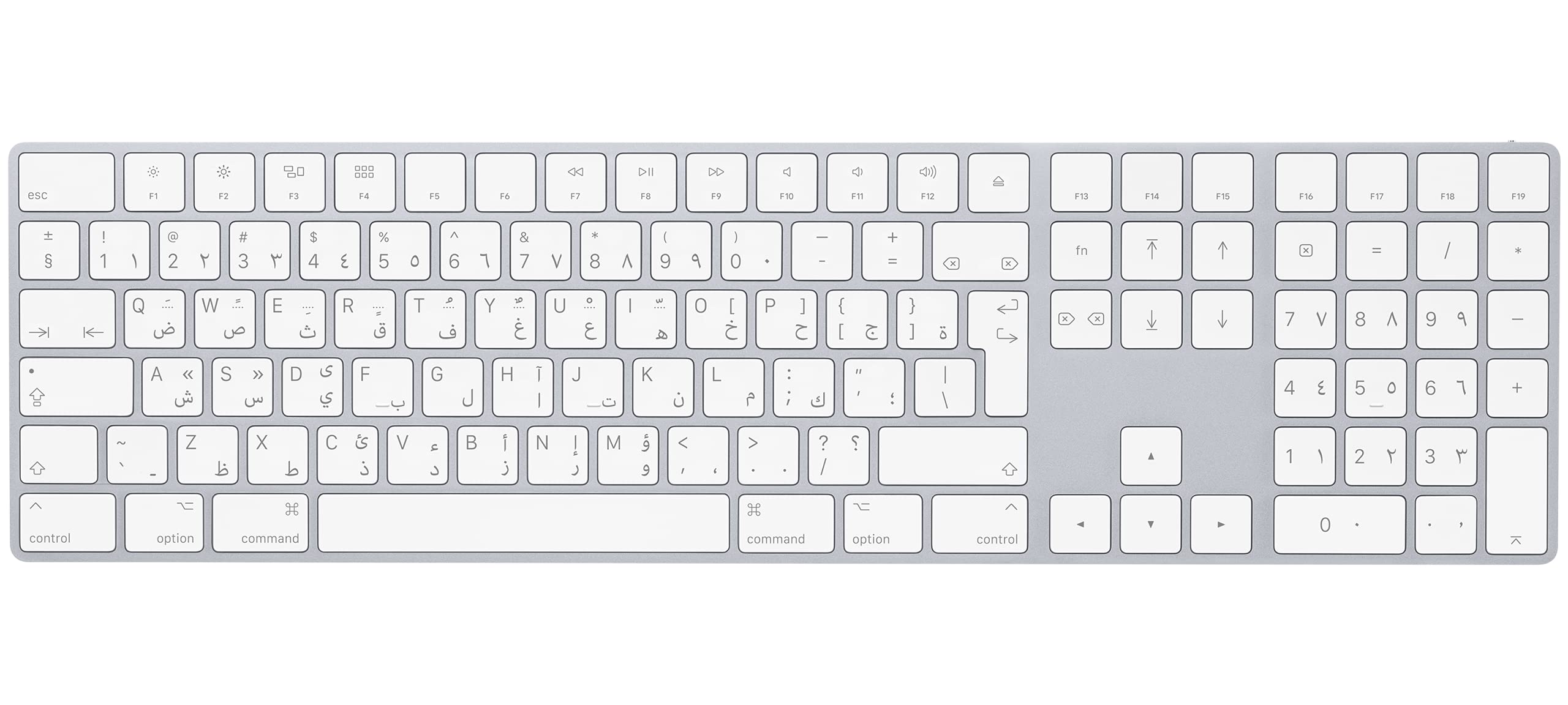 Apple Magic Keyboard with Numeric Keypad - Wireless Rechargeable Bluetooth Keyboard for Mac (Silver) - Perfect for Office Work, Home Use & Arabic Language Typing
