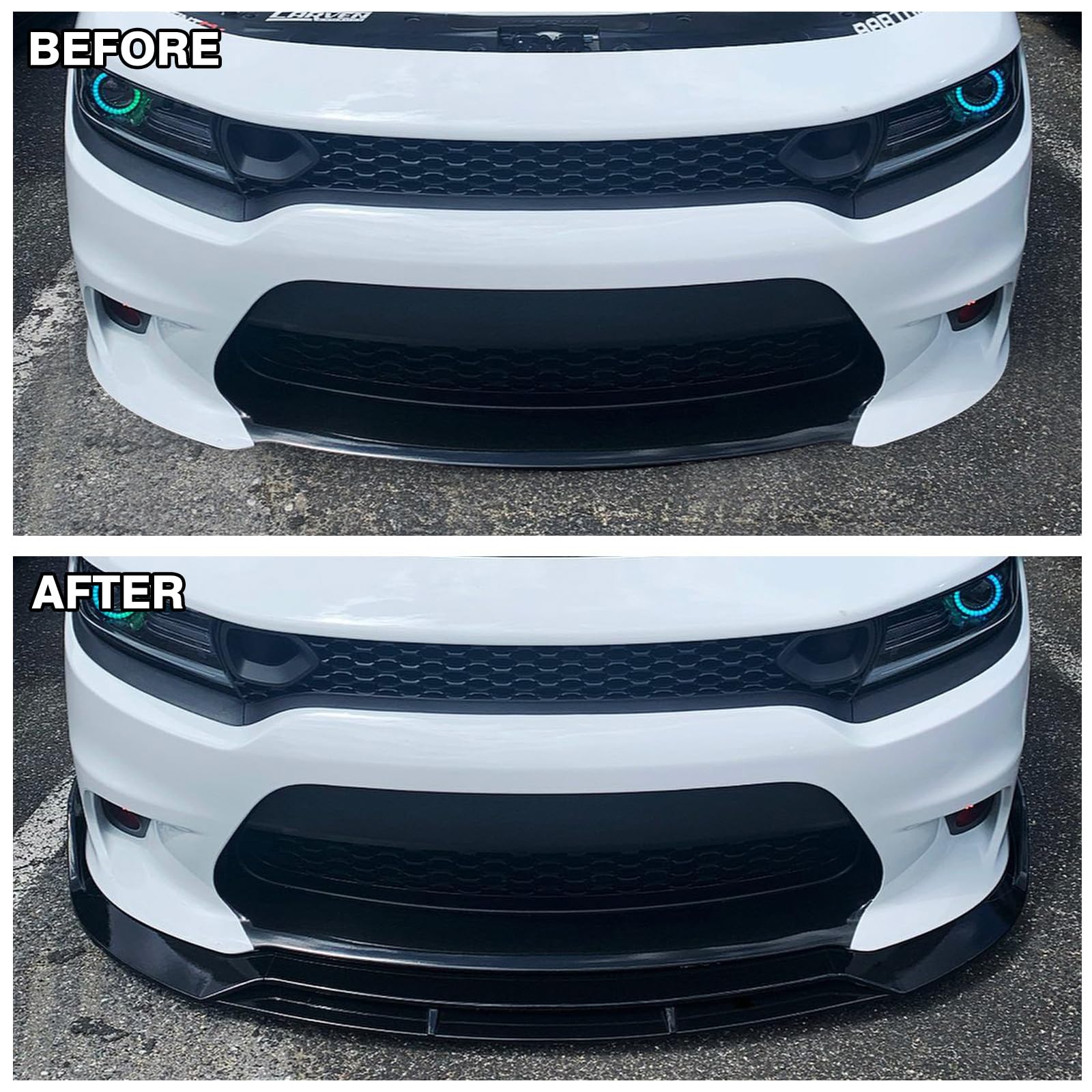 **WildWell Front Bumper Lip for 2015-2024 Dodge Charger SRT | Rock Style Front Lip Splitter | Air Chin Body Kit | Non-Widebody Glossy Black | Enhances Aerodynamics & Aggressive Look**    *(Perfect for Car Enthusiasts, Street Racing, and Custom Car Shows)*