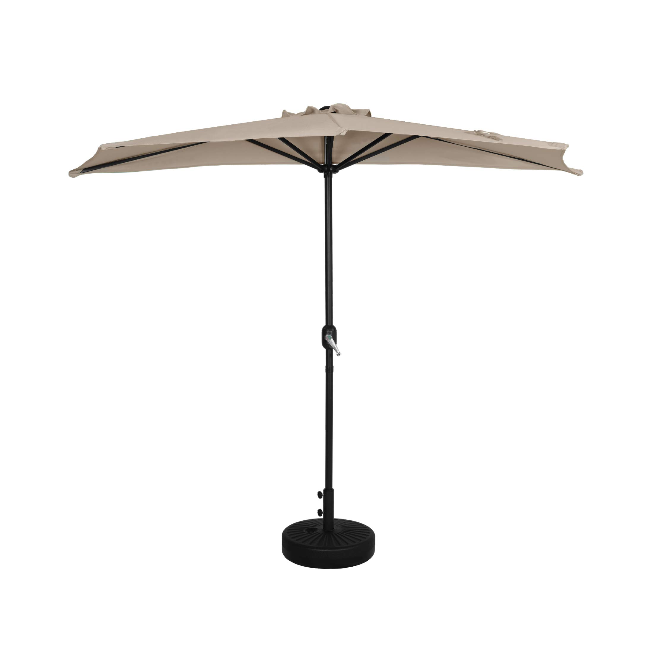 WO Home 9 FT Half Outdoor Market Table Umbrella with Weighted Base Kit - Perfect for Patio, Garden, and Poolside Shade