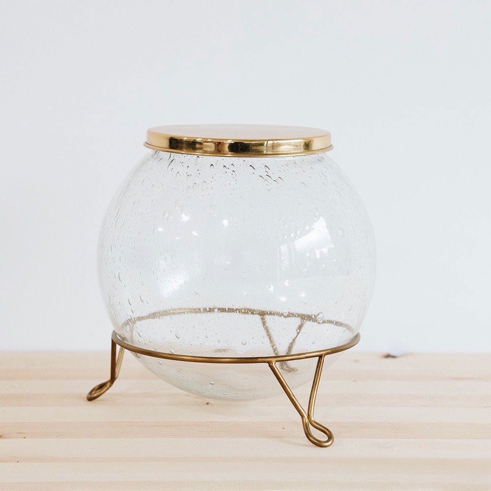 Hand Blown Glass Storage Jar - Airtight Kitchen Canister for Flour, Sugar & Coffee - Perfect for Pantry Organization & Home Decor