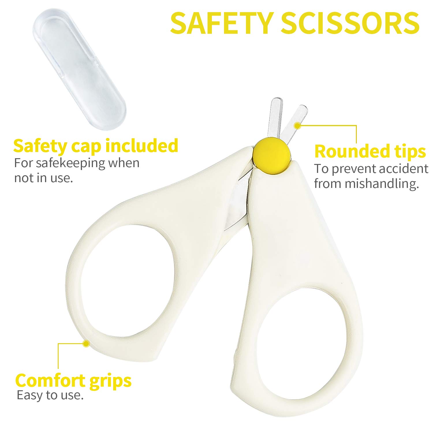 Baby Safety Nail Scissors - Newborn Infant Toddler Nail Clippers with Rounded Tips | Gentle Baby Nail Care for Safe Trimming at Home or On-the-Go