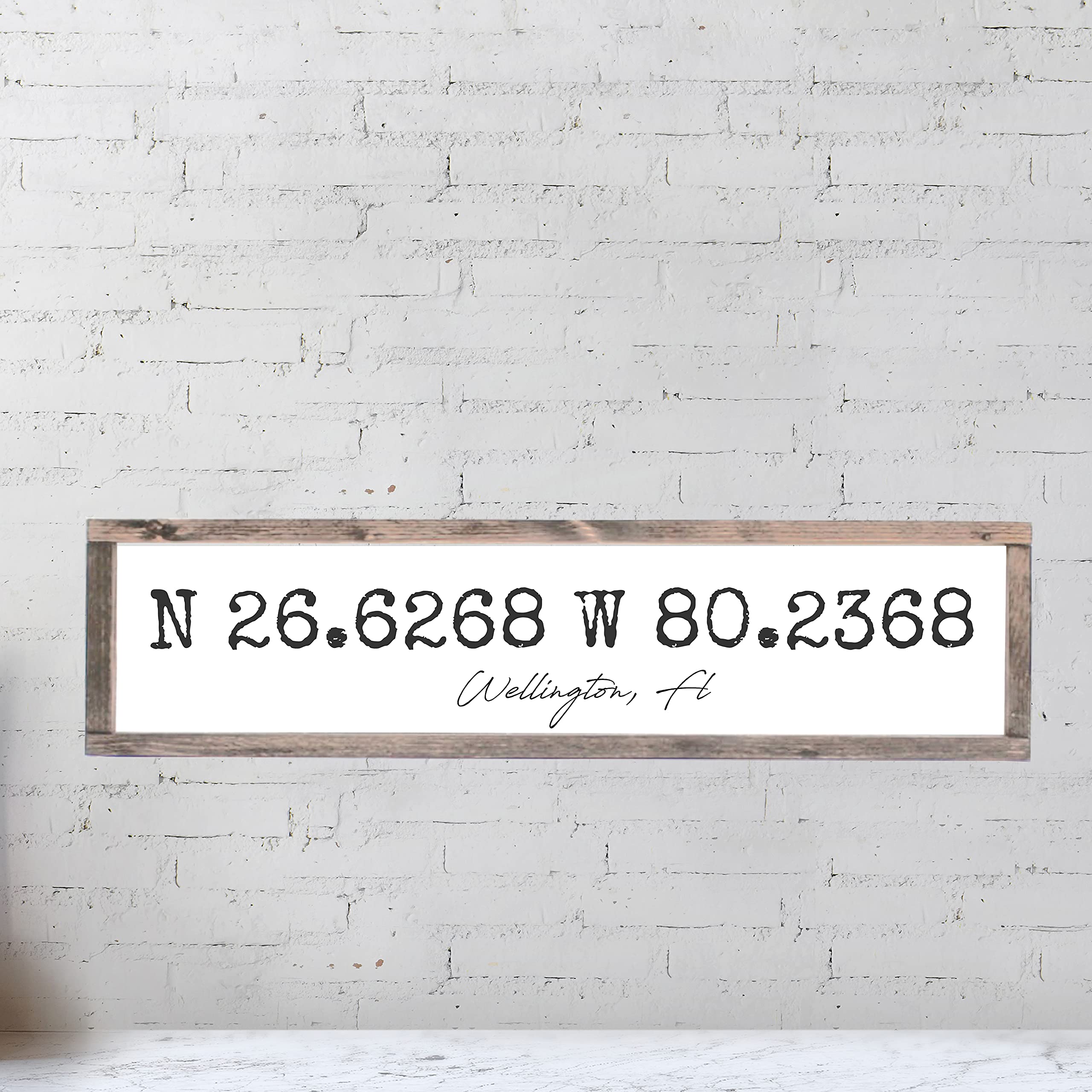 Rustic Farmhouse Wall Art - Wood Framed Latitude Longitude Coordinates Sign for Beach House & Nautical Home Decor | Distressed Southern Charm Style | Inspirational Motivational Sign (10.5