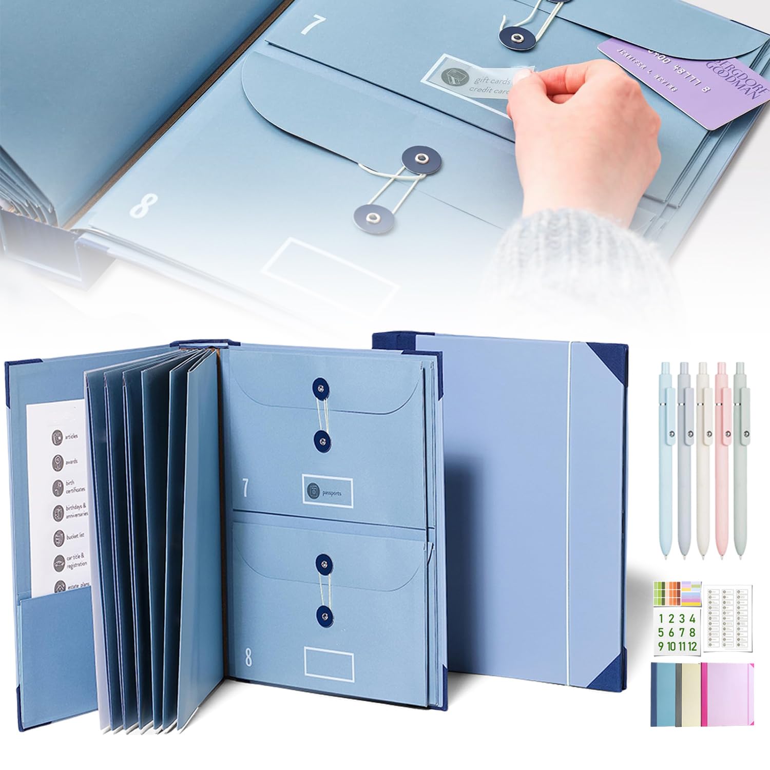 Veloron Life Organizer Binder - Important Document Storage & Estate Planning Folio - If I Die Binder in Blue - Perfect for Wills, Passwords, Financial Records & Emergency Preparedness