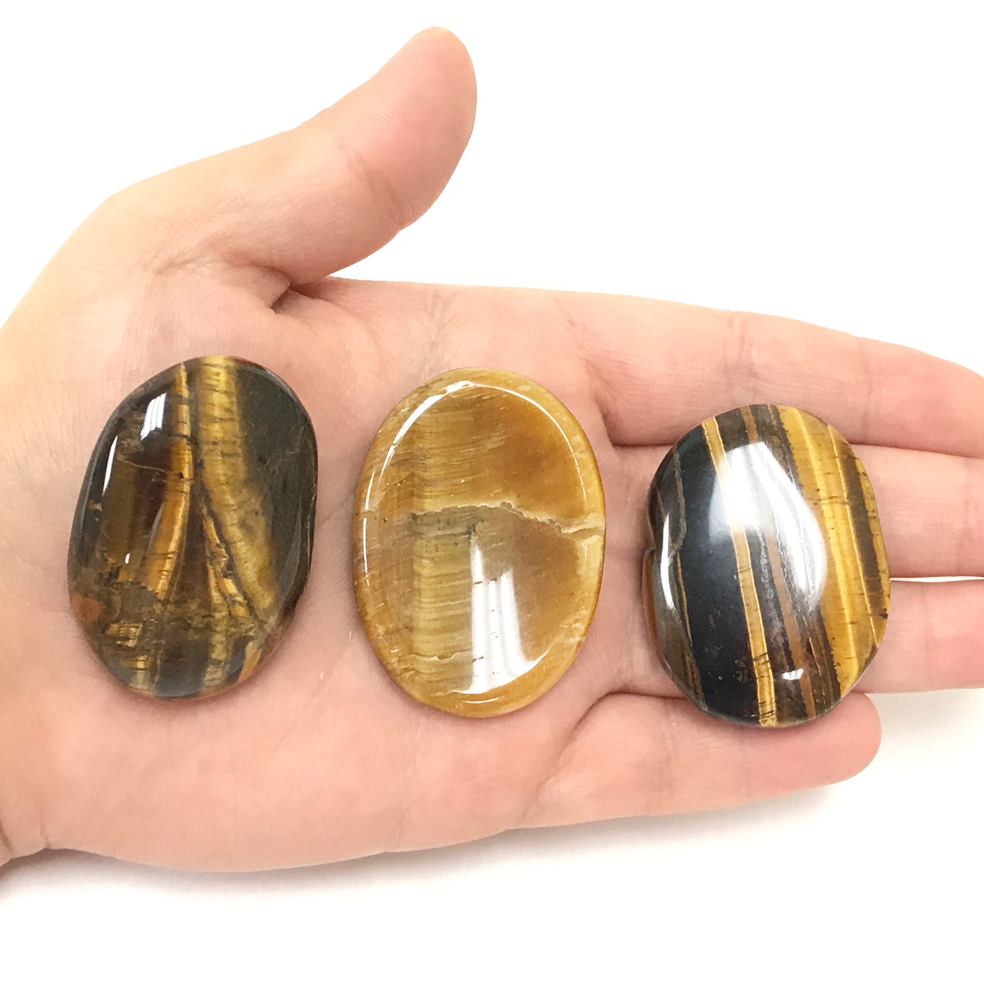 Tiger Eye Pocket Fidget Thumb Indent Worry Stone - Natural Gemstone Stress Relief Anxiety Relief Tool (1 Piece) - Perfect for Meditation, Focus & ADHD Relief