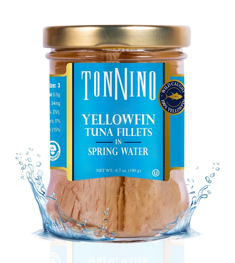 Premium Tonnino Yellowfin Tuna Fillets in Spring Water - Pack of 6 | Wild Caught, High Protein, Keto & Paleo Friendly | Perfect for Salads, Sandwiches & Healthy Meal Prep