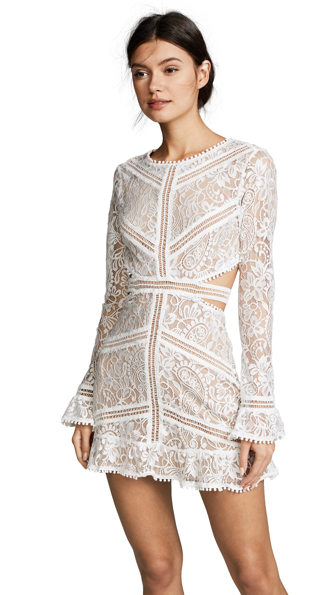 For Love & Lemons Women's Emerie Cutout Dress - Sexy Floral Lace Summer Mini Dress for Date Night & Cocktail Parties