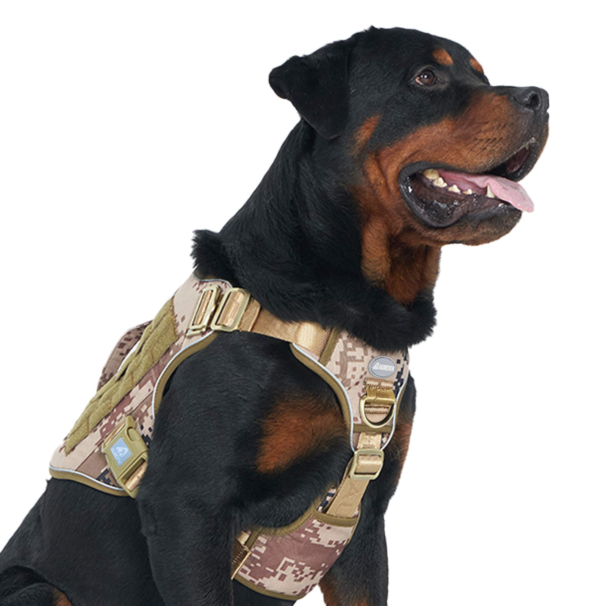 **AUROTH Tactical Dog Harness with Handle - Adjustable No-Pull Service Vest for Large, Medium & Small Dogs - Hidden Backpack - Perfect for Walking, Hiking, Training & Outdoor Adventures (Desert Camo)**