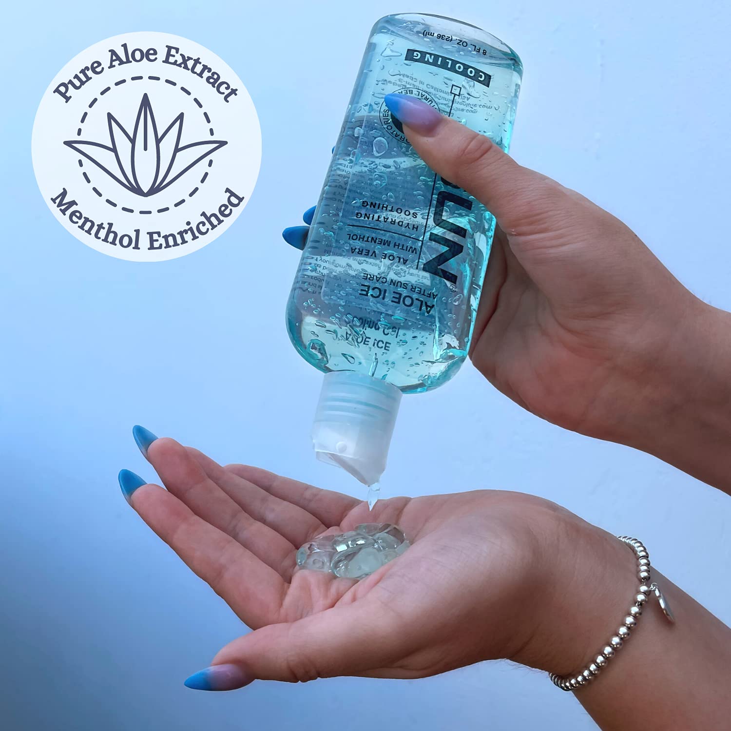 Aloe Vera Gel with Menthol - Sun Labs After Sun Care Gel 8 fl oz | Soothing Moisturizer for Sunburn Relief, Hydrates & Cools Skin for Face & Body - Perfect for Post-Sun Exposure, Tanning, and Daily Skin Care