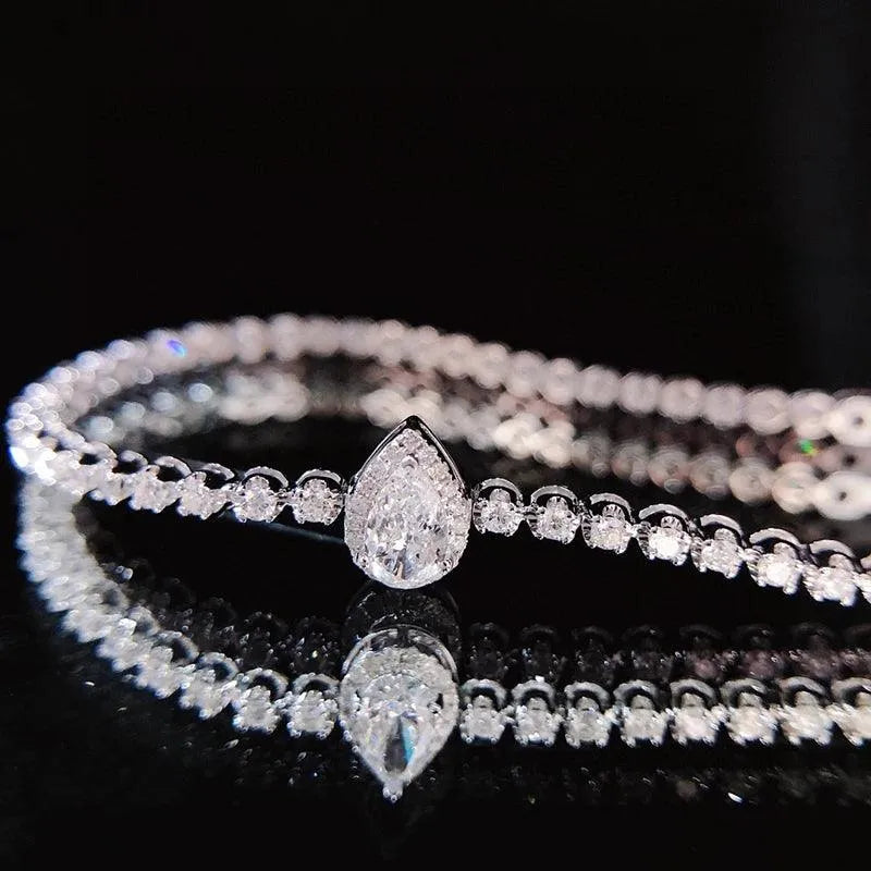 18K White Gold Diamond Bracelet for Women - Real Natural Diamonds, Luxury Minimalist Engagement Jewelry - Perfect for Parties, Weddings & Special Occasions