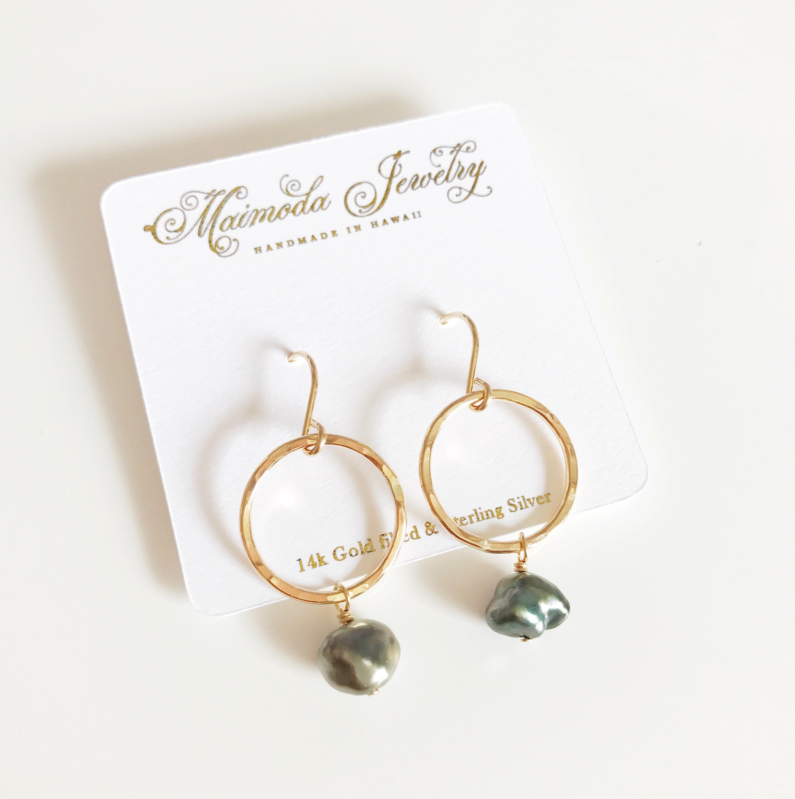 E324 Keshi Tahitian Pearl Earrings by Doris - Elegant Handmade Jewelry for Women, Perfect for Weddings, Parties & Special Occasions