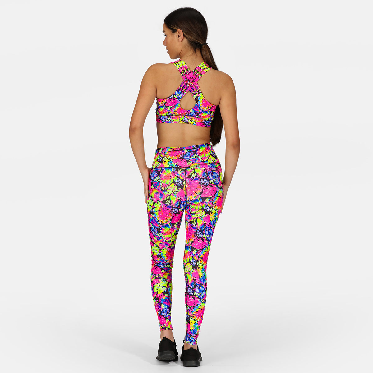 Summer Palm Print Leggings for Women - Trendy High Waist Yoga Pants with Tropical Leaf Design - Perfect for Workout, Beach Vacation & Casual Wear