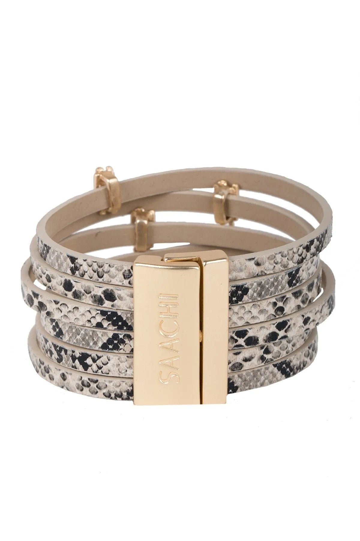 Snake Print Metallic Leather Bracelet for Women - Fashionable Stainless Steel Adjustable Wristband - Perfect for Parties, Dating & Everyday Wear