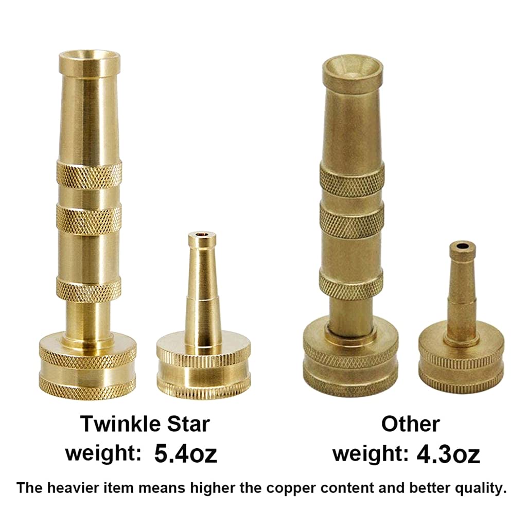 2Pcs Heavy Duty Solid Brass Adjustable Twist Hose Nozzle - High Pressure Jet Sweeping Sprayer for Car Wash, Watering Flowers, Garden & Outdoor Cleaning - Durable Spray Gun Attachment for Home & Garden Use