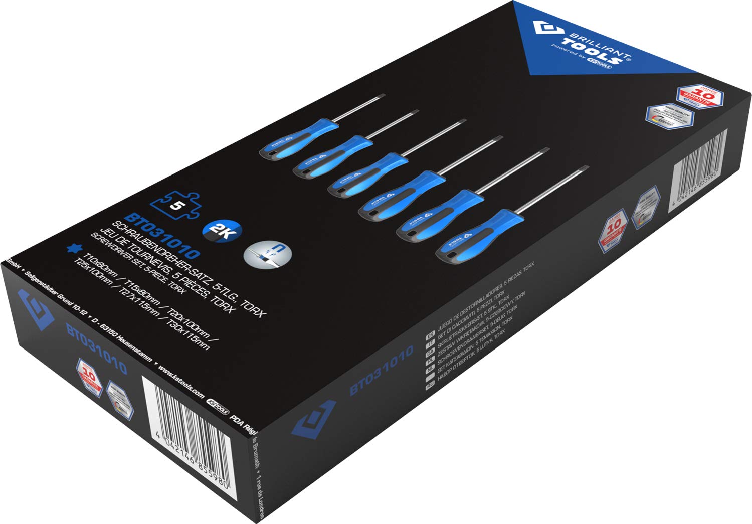 BRILLIANT TOOLS BT031010 6-Piece TORX Screwdriver Set for Automotive & DIY