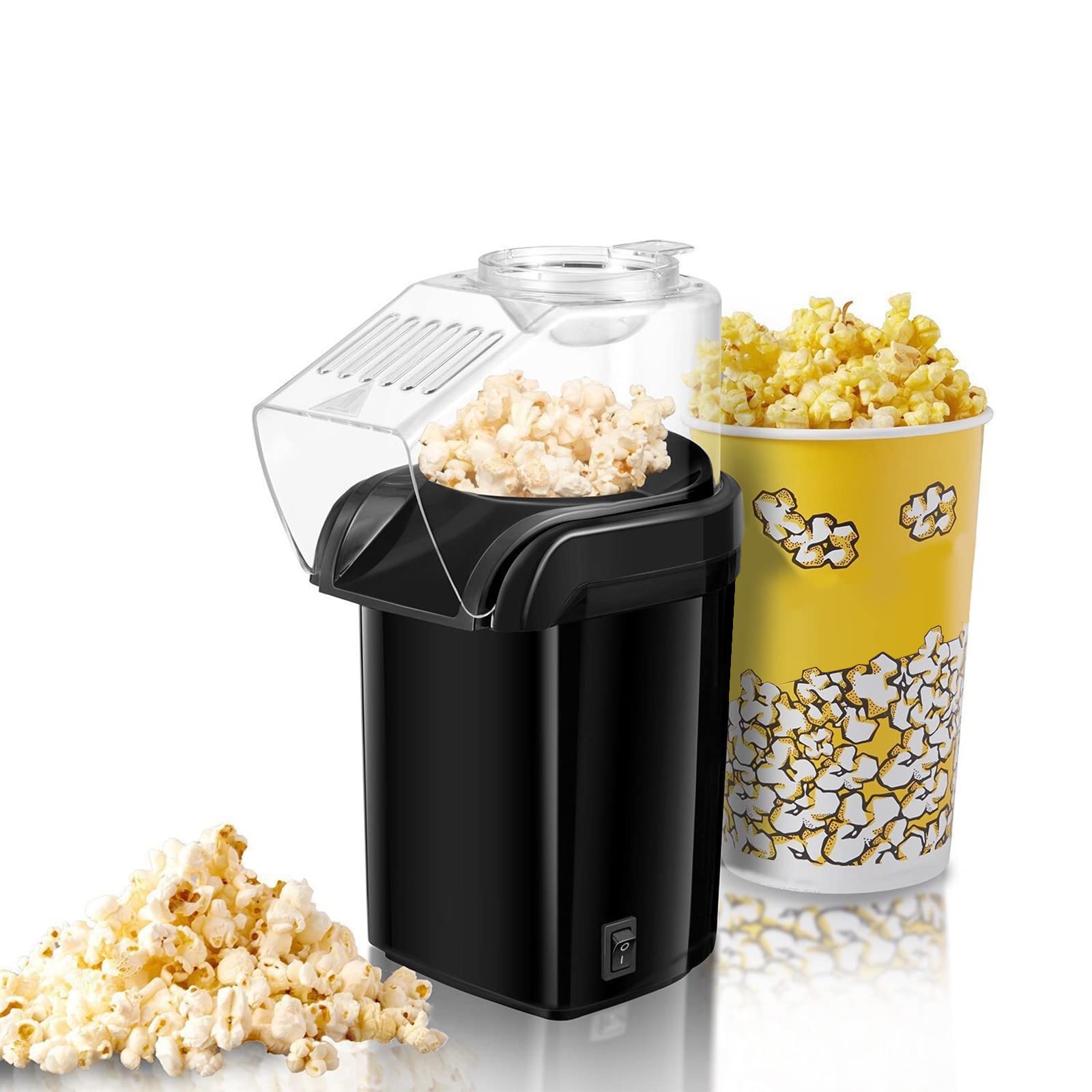 Hot Air Popcorn Maker Machine - Electric Oil-Free Popcorn Popper with Measuring Cup for Healthy Snacks - Perfect for Movie Nights, Parties & Family Gatherings