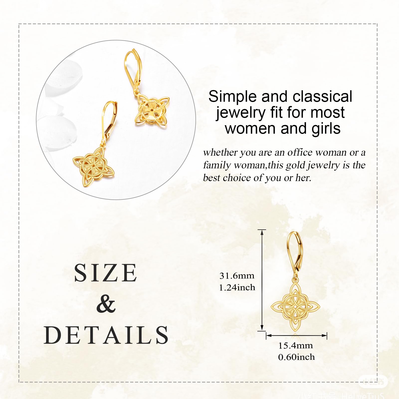 14k Gold Celtic Knot Earrings for Women - Irish Knot Stud Jewelry, Elegant Fine Gold Earrings, Perfect Christmas Gift for Her | Ideal for Weddings, Parties & Everyday Wear