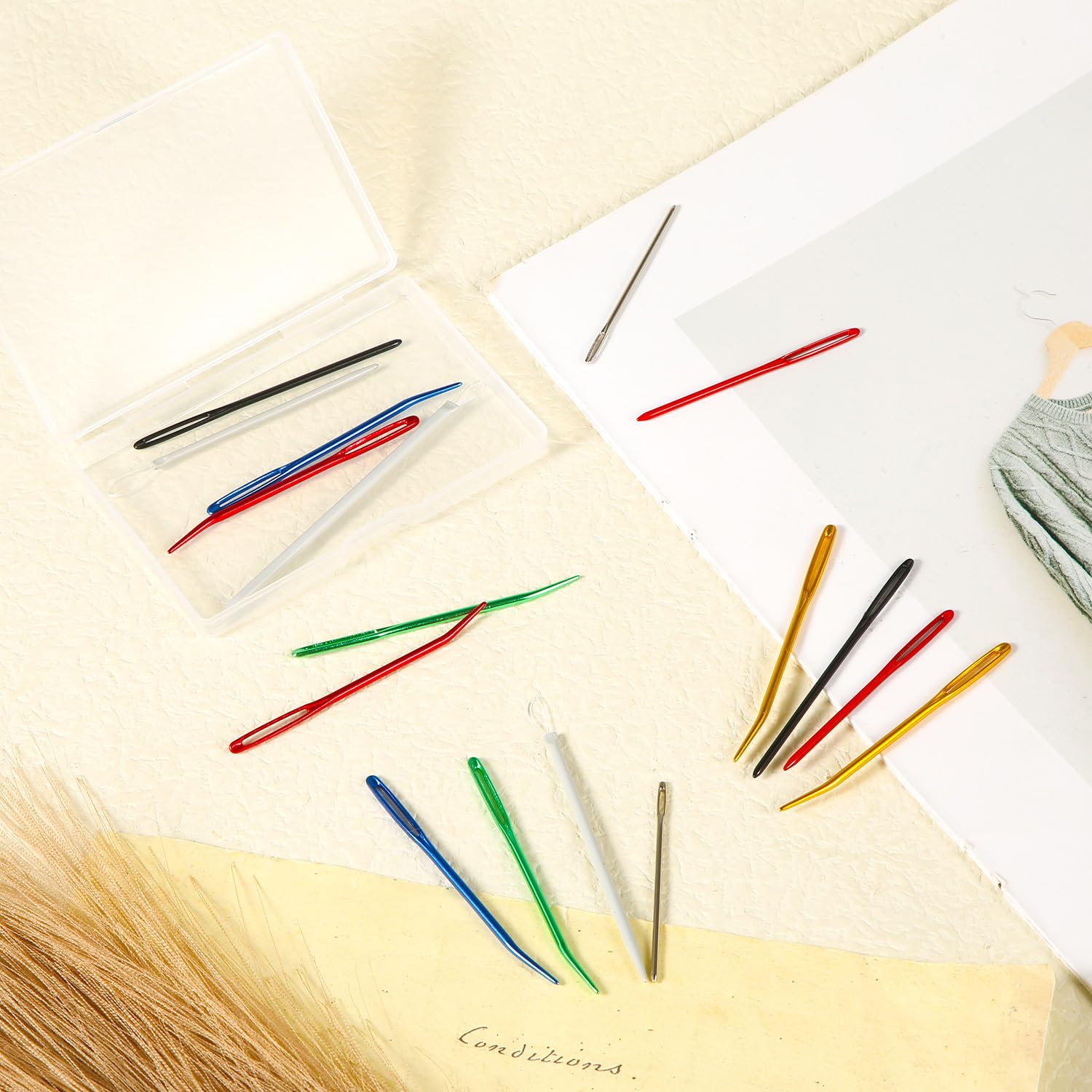 20pcs Large Eye Darning Needles - Stainless Steel & Aluminum Tapestry Needle Set with 2 Storage Cases for Crocheting, Knitting, Sewing & Embroidery - Perfect for DIY Crafts, Quilting, and Fabric Repair Projects