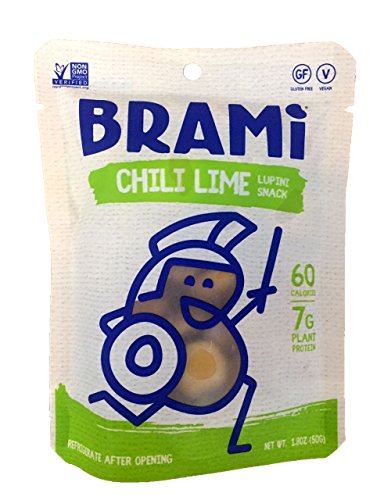 BRAMI Gluten Free, High Protein Vegan Lupini Beans Snack - Chili Lime Flavor, 50 Single-Serve Pouches | Keto, Paleo & Plant-Based Diet Friendly | Perfect for On-the-Go Snacking, Lunchboxes & Healthy Office Snacks