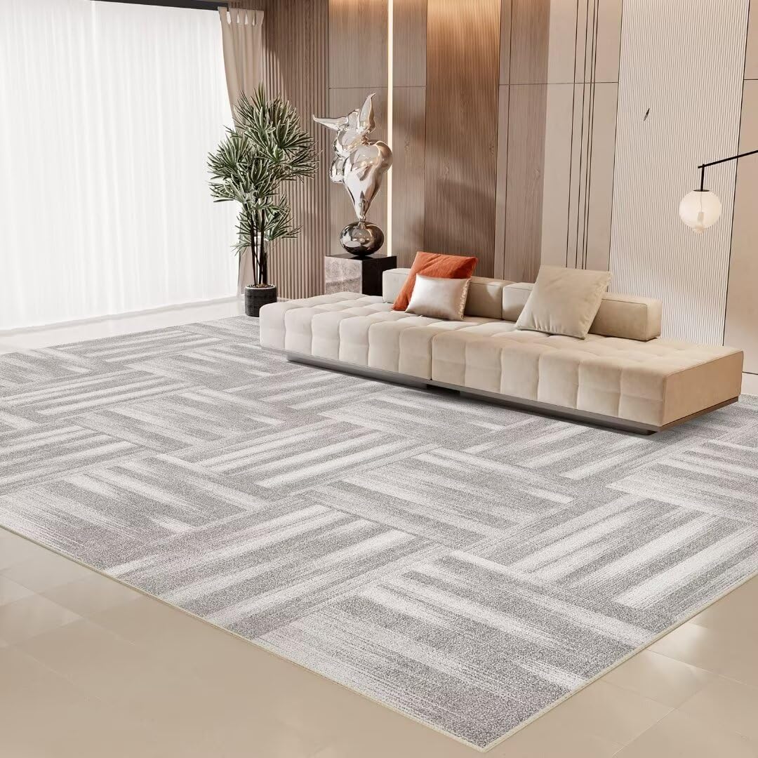 Modern Geometric Area Rug - Soft Non-Slip Machine Washable Checkered Rug for Bedroom, Living Room, Nursery & Playroom | Grey 6'x9' Home Decor | Perfect for Teen Dorm, Aesthetic Spaces & High-Traffic Areas