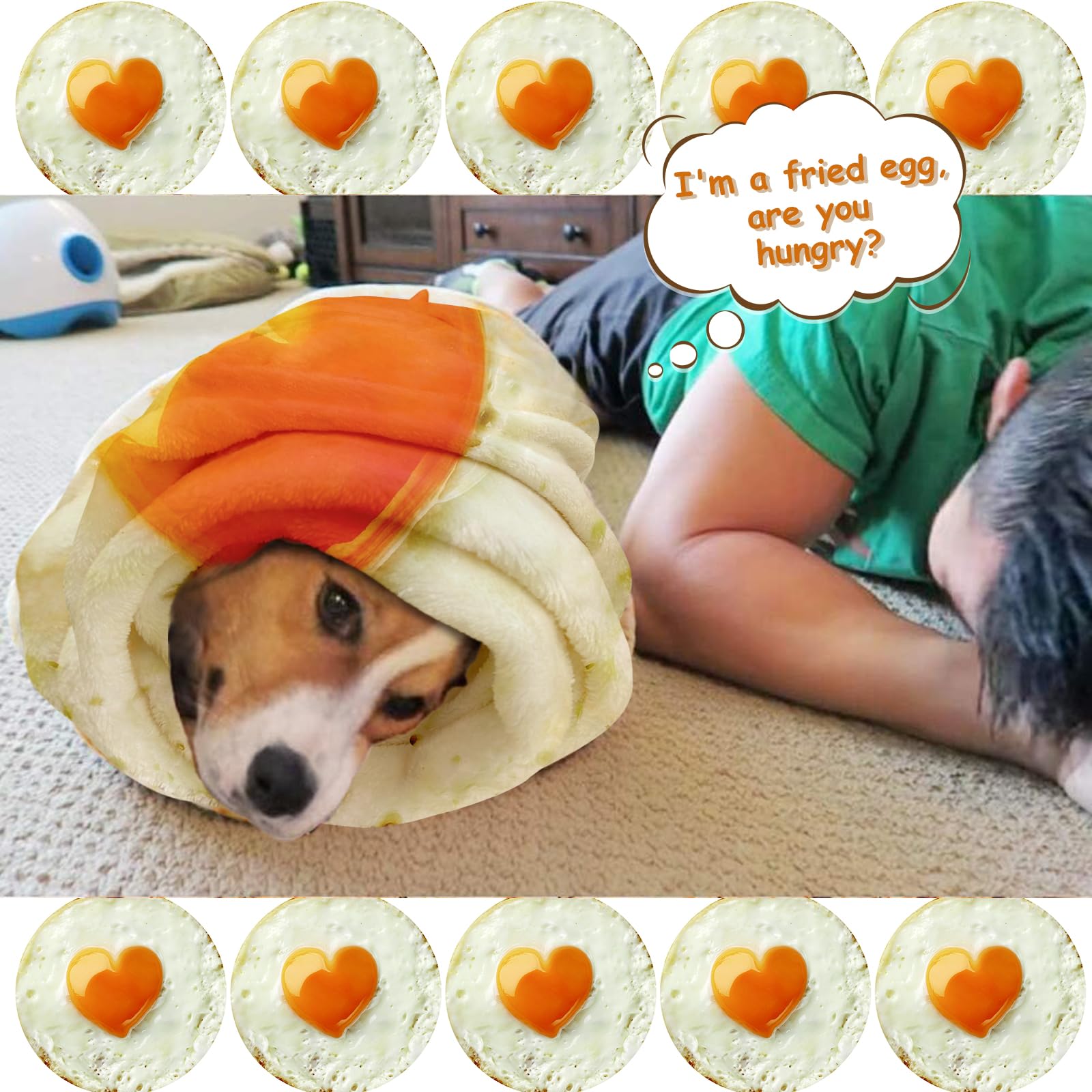 Burritos Wrap Novelty Blanket - Realistic Egg Plush Throw Blanket | Ultra Soft Round Blanket for Bed, Couch, Travel & Picnics | Fun Gift for Taco Lovers & Foodies