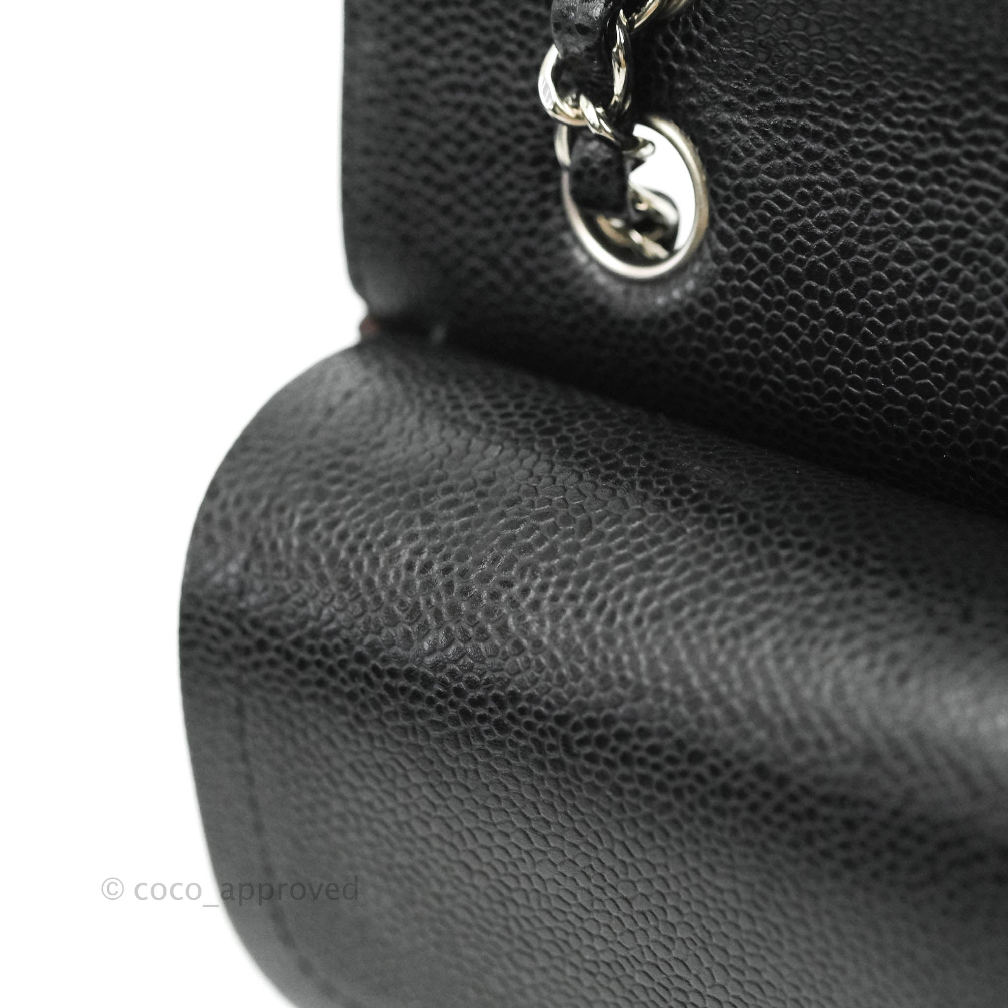 Chanel Classic Double Flap M/L Black Caviar Leather Bag with Silver Hardware - Luxury Designer Handbag for Women, Perfect for Work, Evening Events & Special Occasions