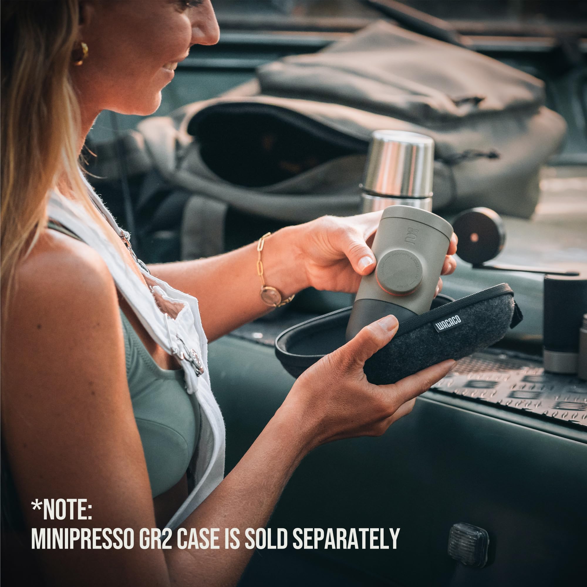 WACACO Minipresso GR2 Portable Espresso Machine - 18 Bar Manual Coffee Maker for Ground Coffee, Compact Travel Espresso Maker for Camping, Hiking, Fishing, Riding & Outdoor Adventures
